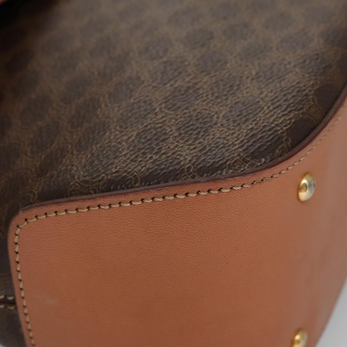 CELINE Macadam Canvas Hand Bag PVC Leather 2way Brown Auth 105732