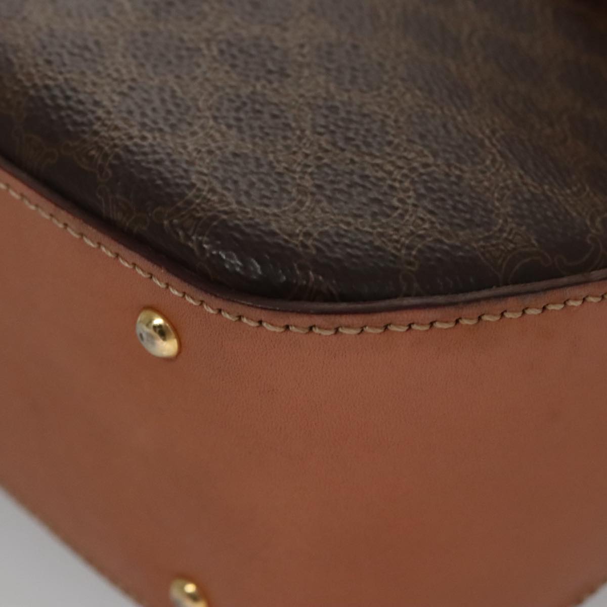 CELINE Macadam Canvas Hand Bag PVC Leather 2way Brown Auth 105732