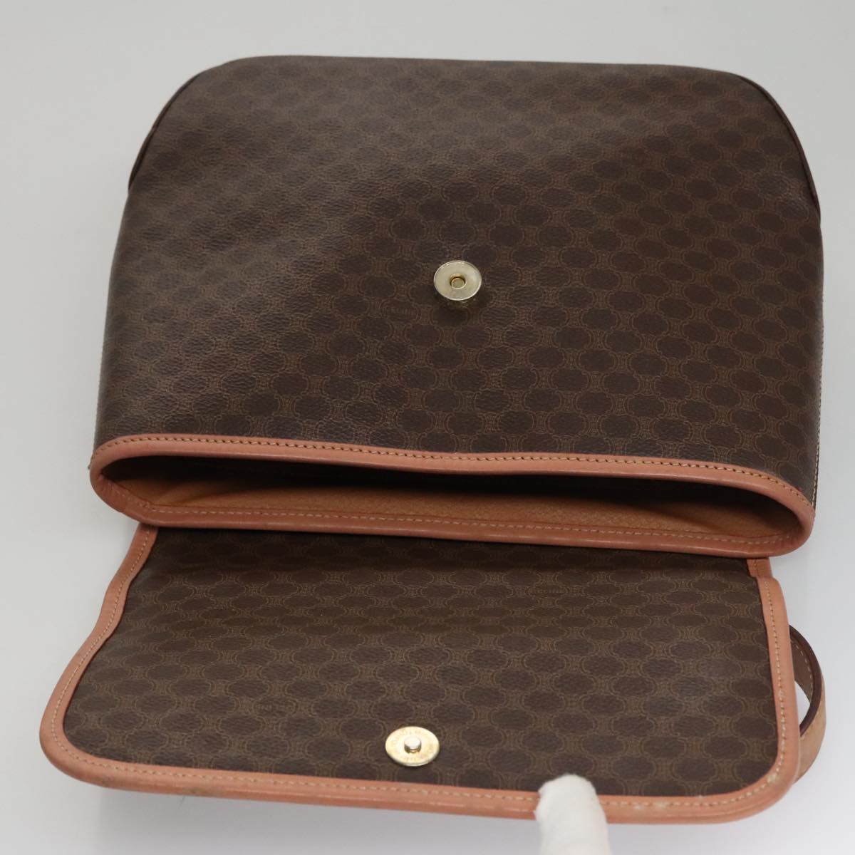 CELINE Macadam Canvas Hand Bag PVC Leather 2way Brown Auth 105732