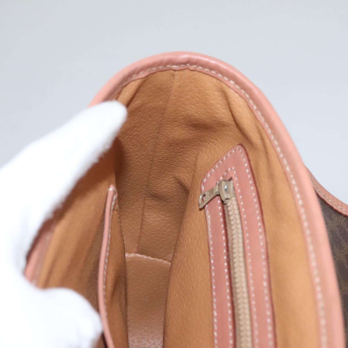 CELINE Macadam Canvas Hand Bag PVC Leather 2way Brown Auth 105732