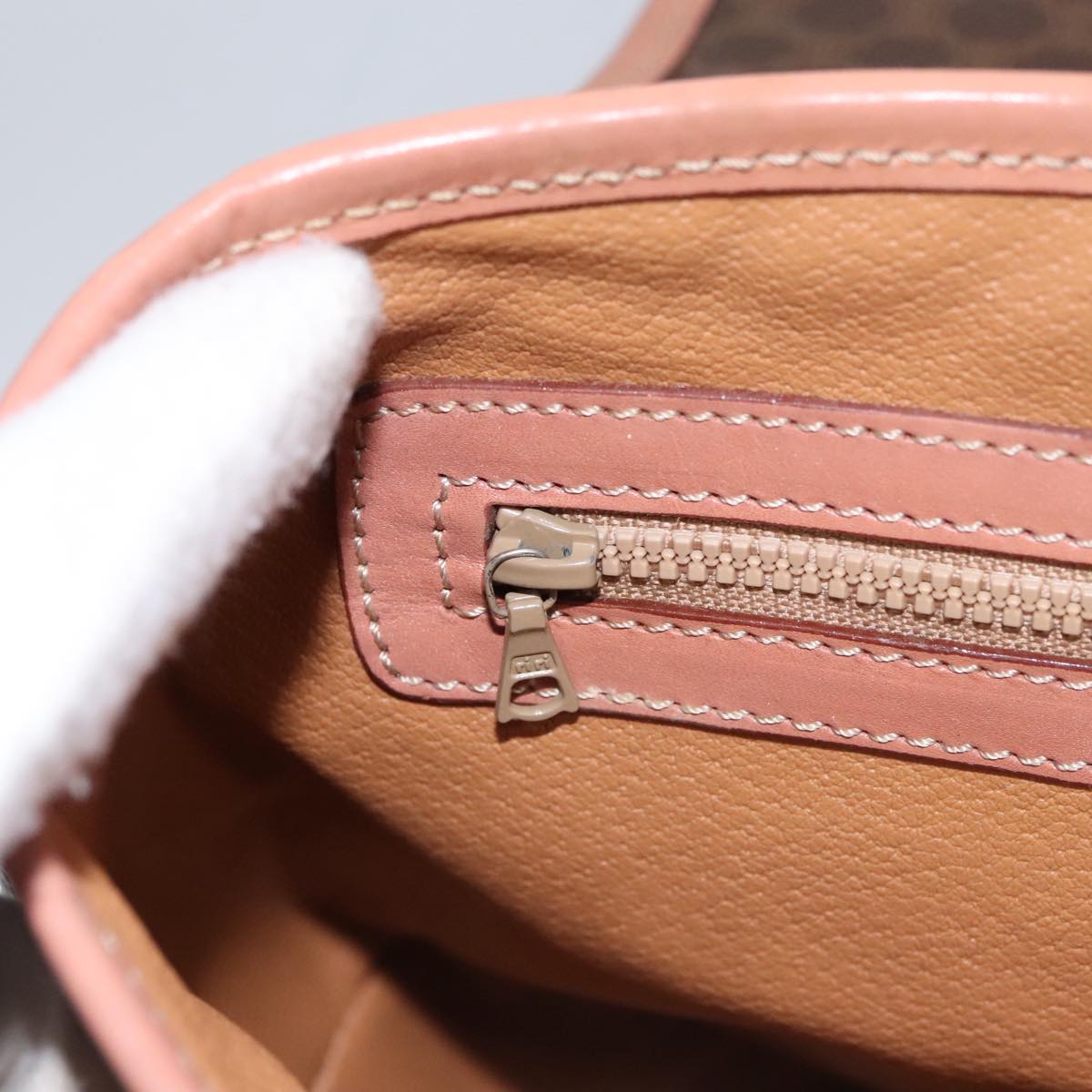 CELINE Macadam Canvas Hand Bag PVC Leather 2way Brown Auth 105732