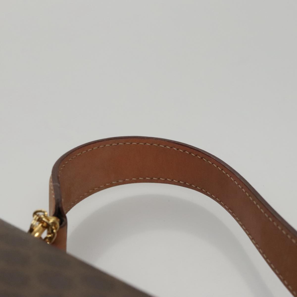 CELINE Macadam Canvas Hand Bag PVC Leather 2way Brown Auth 105732