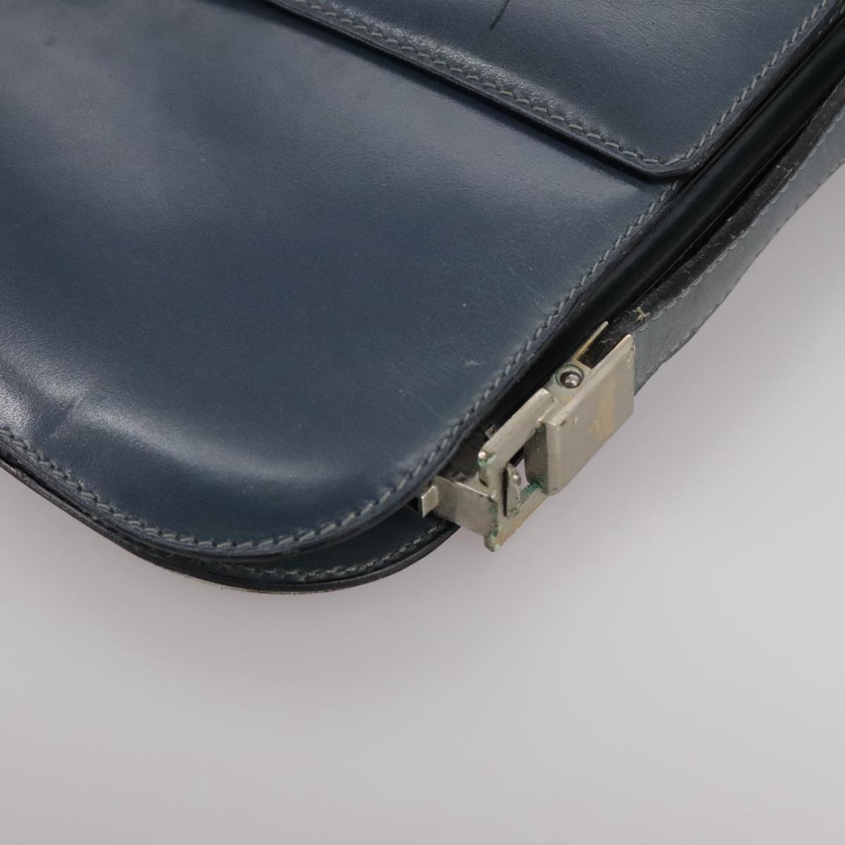 CELINE Shoulder Bag Leather Blue Auth 105737