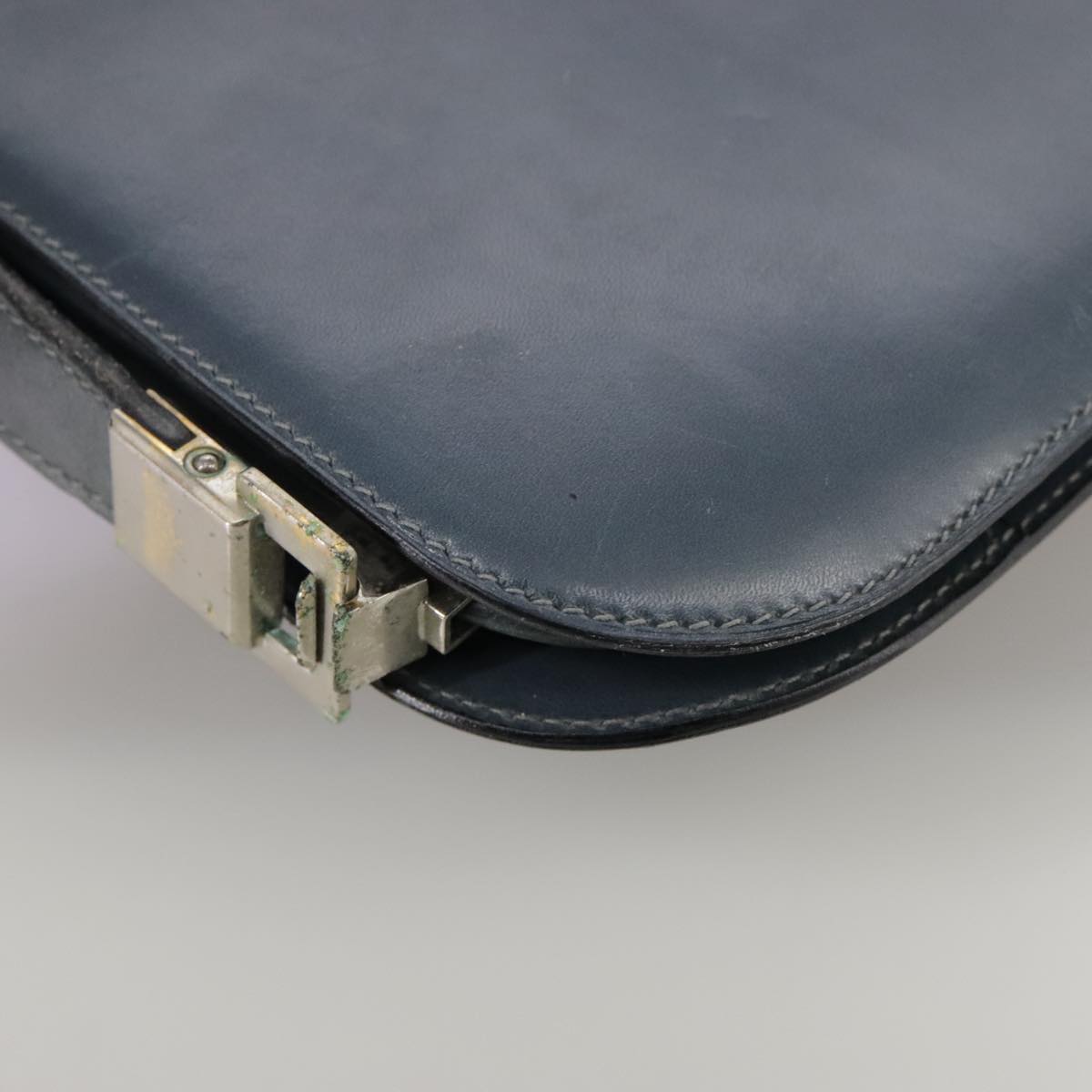 CELINE Shoulder Bag Leather Blue Auth 105737