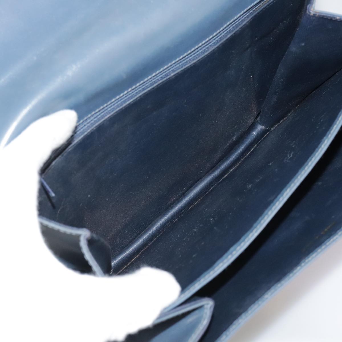 CELINE Shoulder Bag Leather Blue Auth 105737