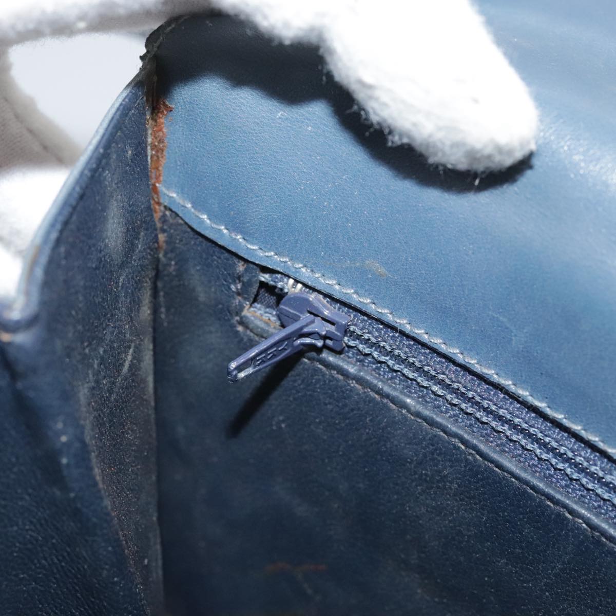 CELINE Shoulder Bag Leather Blue Auth 105737