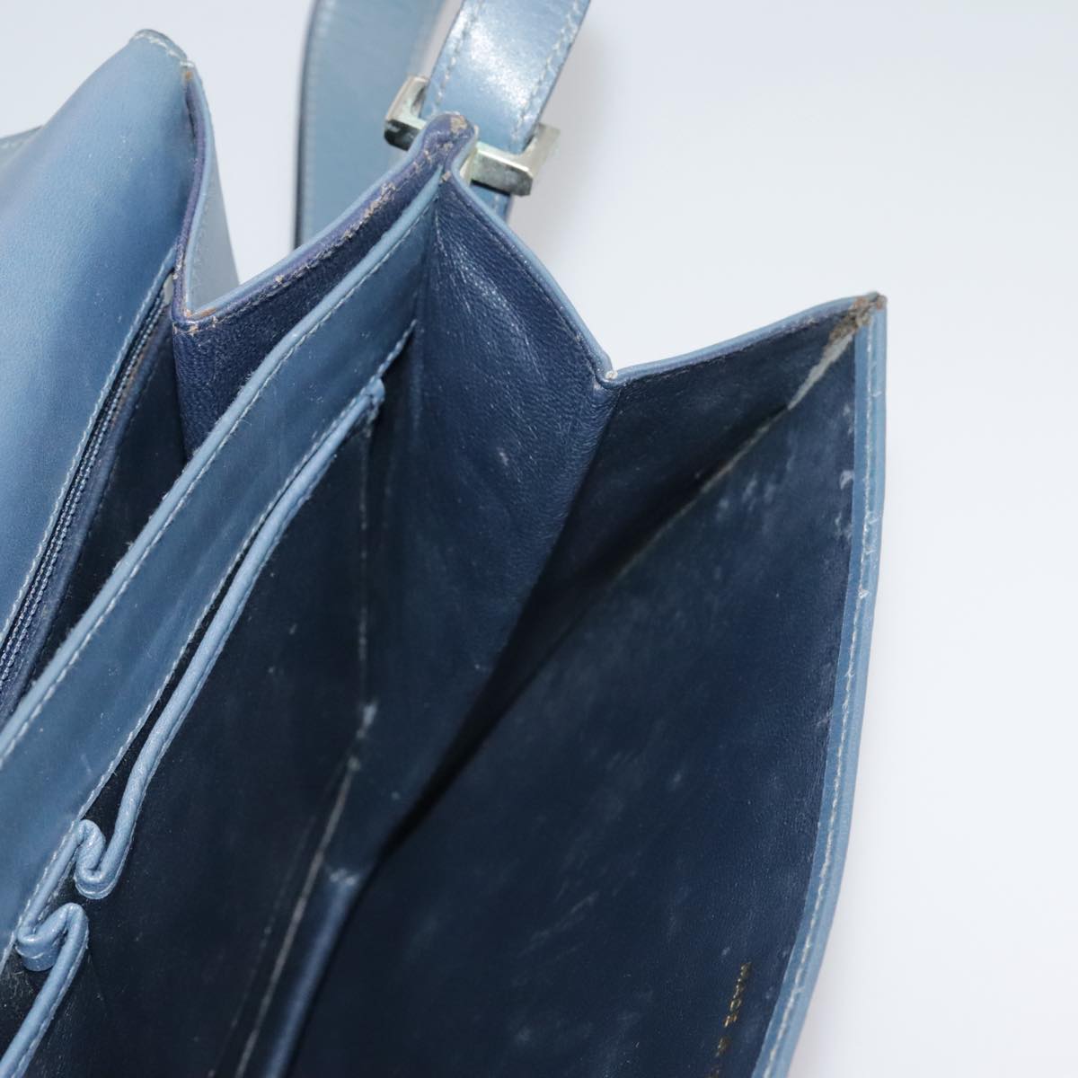 CELINE Shoulder Bag Leather Blue Auth 105737