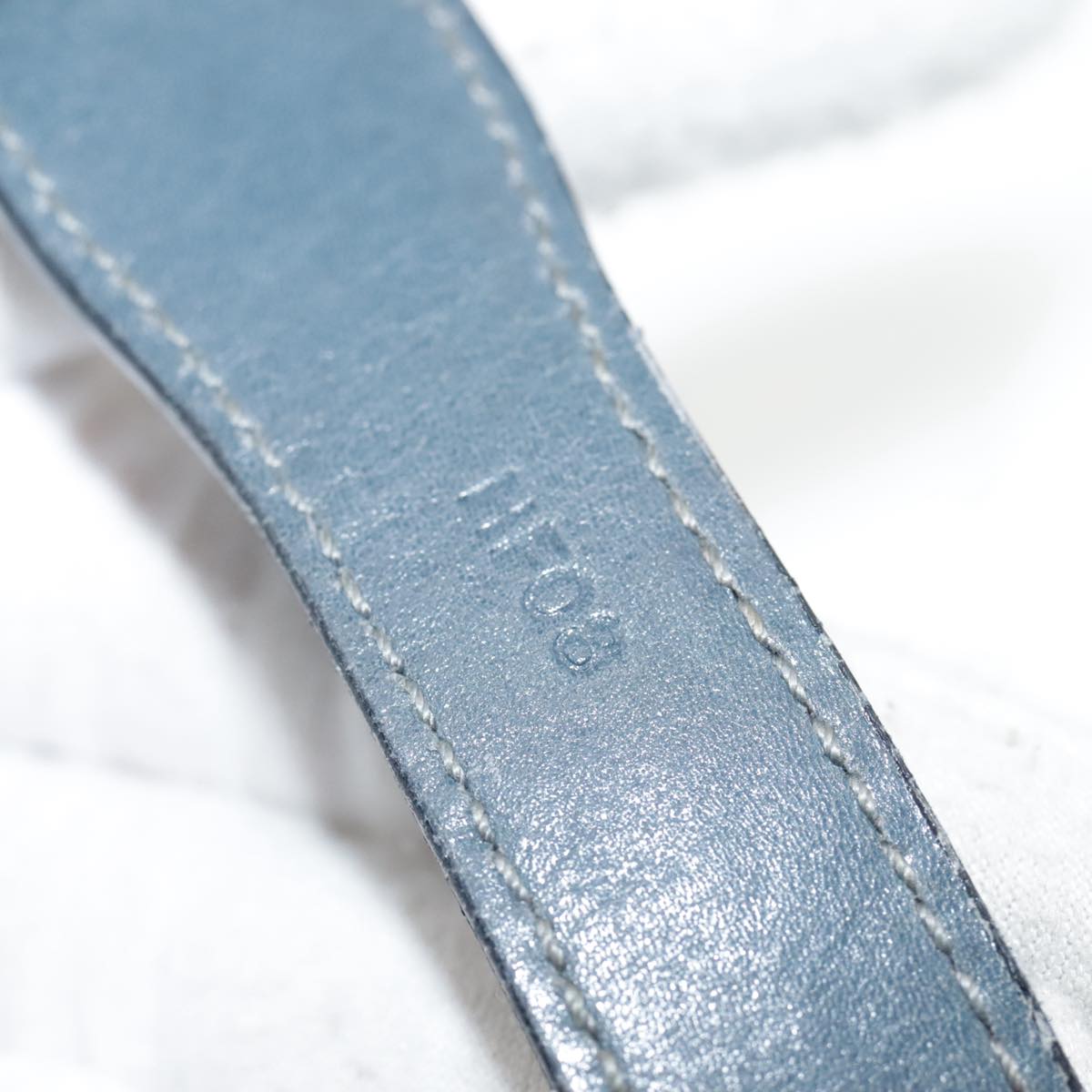 CELINE Shoulder Bag Leather Blue Auth 105737