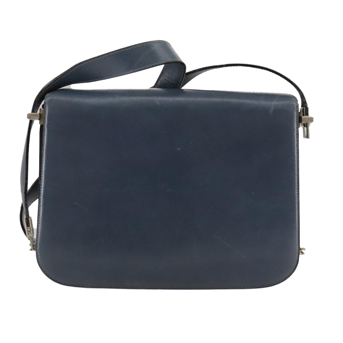 CELINE Shoulder Bag Leather Blue Auth 105737