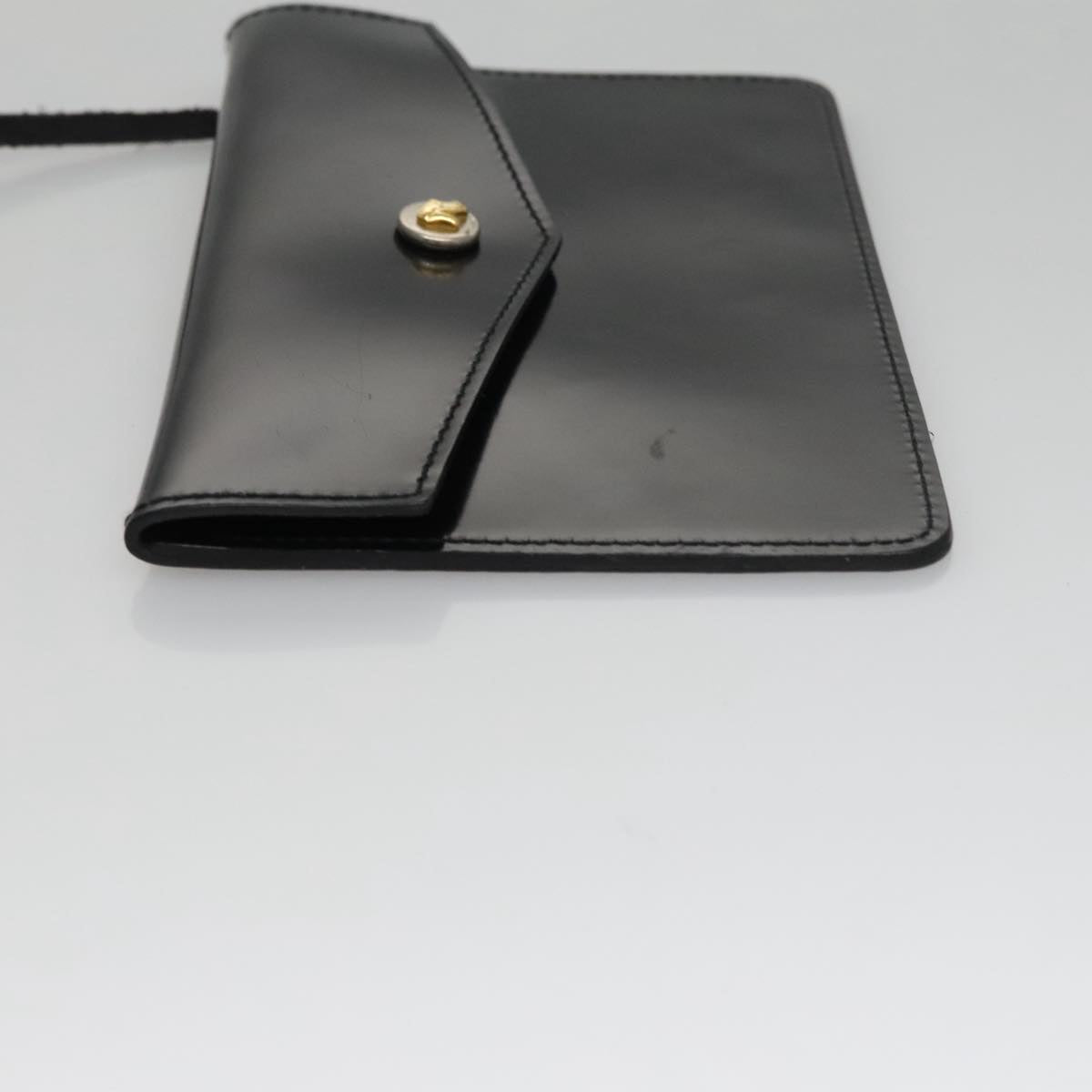 Salvatore Ferragamo Hand Bag Patent Leather Black Gold Auth 105756