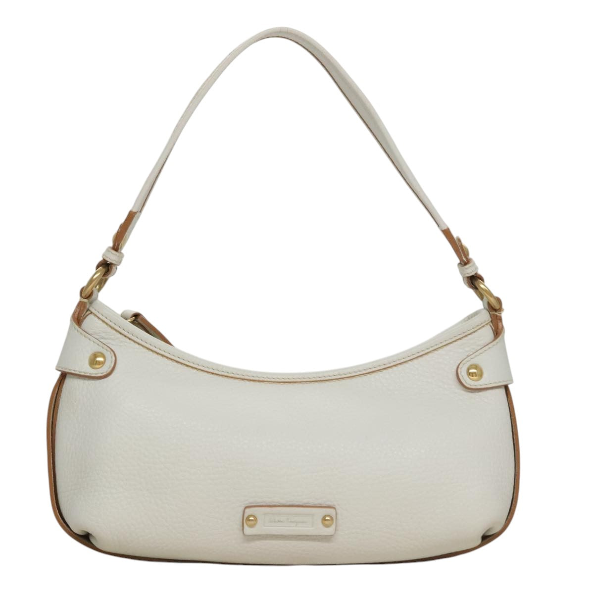 Salvatore Ferragamo Shoulder Bag Leather White Auth 105780V