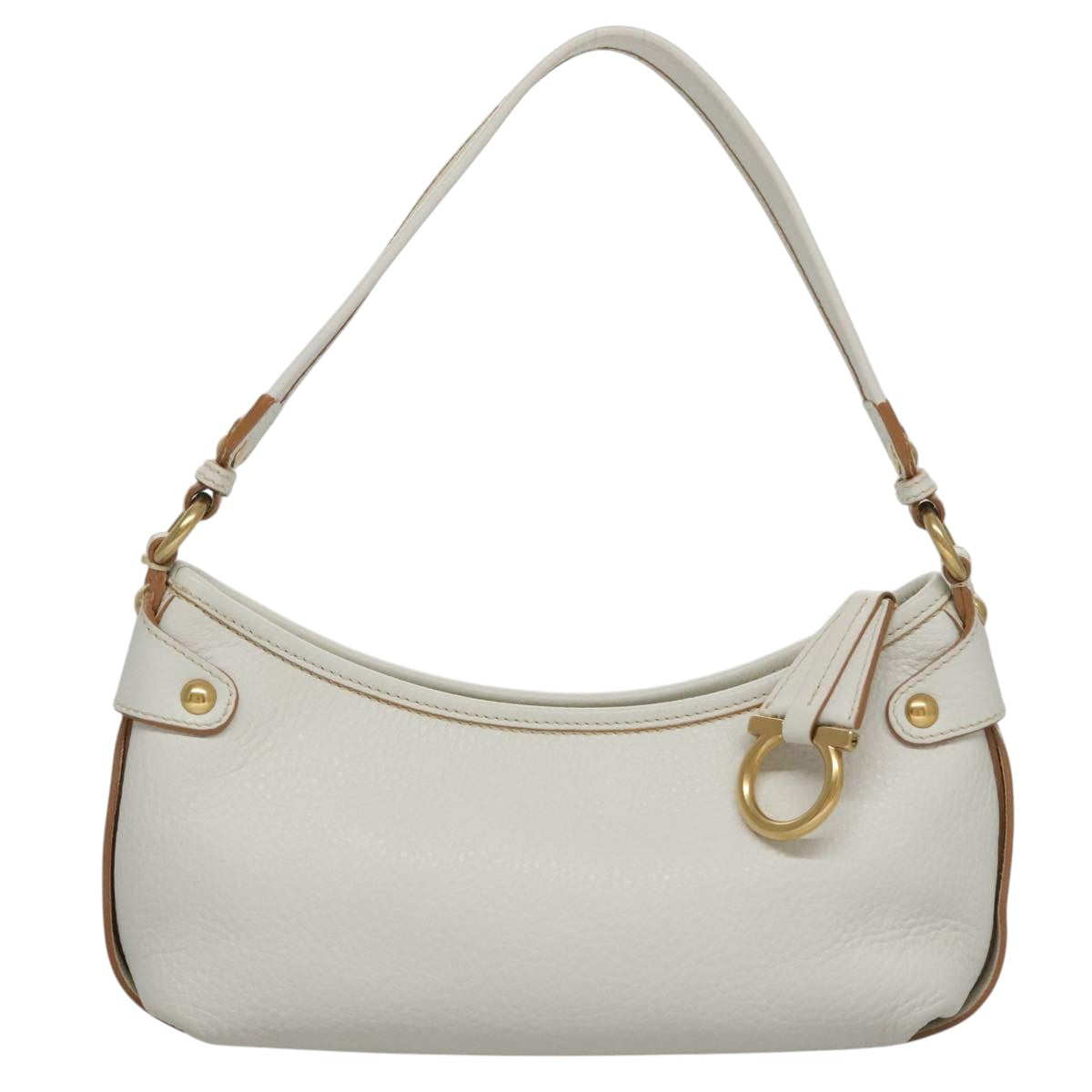 Salvatore Ferragamo Shoulder Bag Leather White Auth 105780V