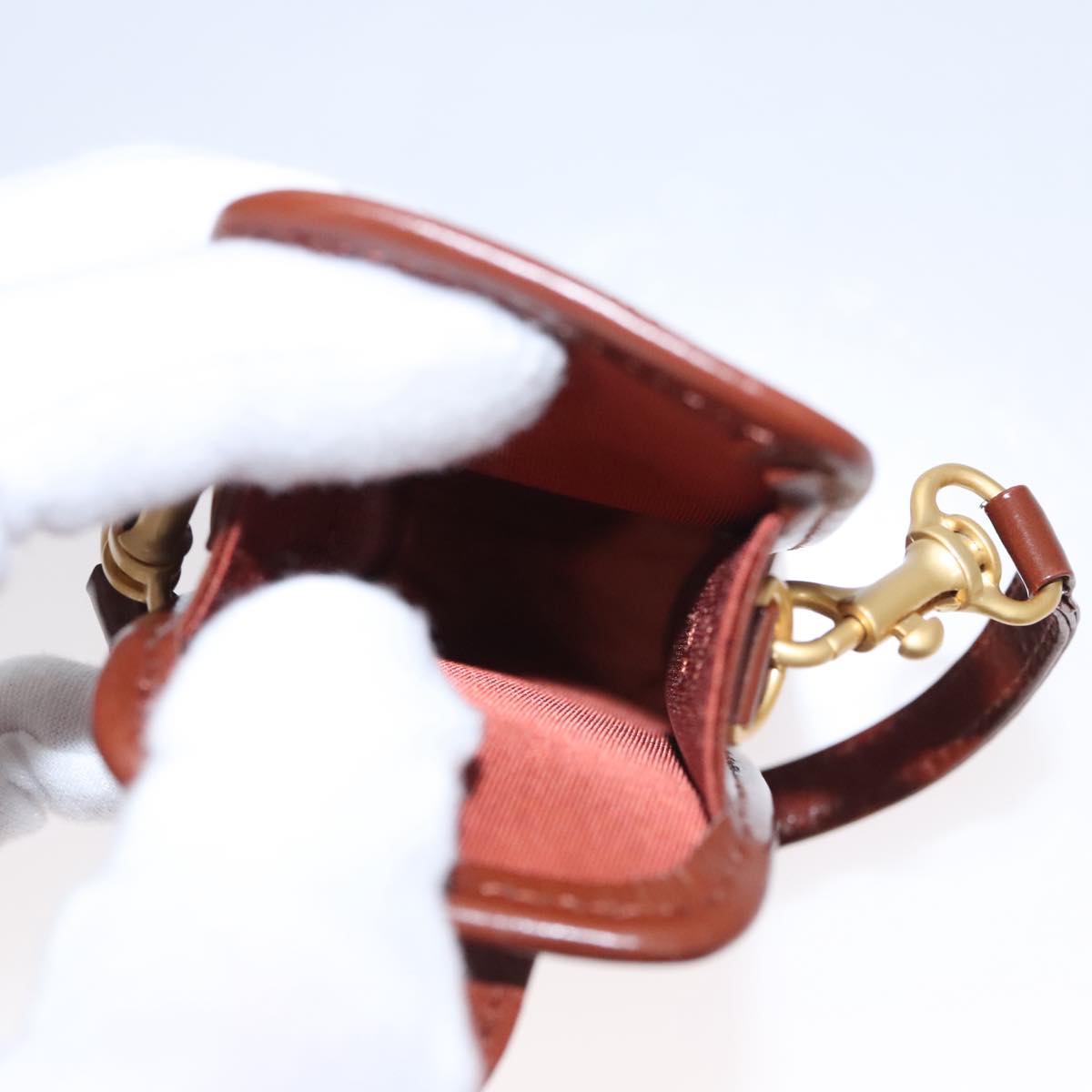 BURBERRY Nova Check Mini Pouch Canvas Leather Beige Brown Gold Auth 105793