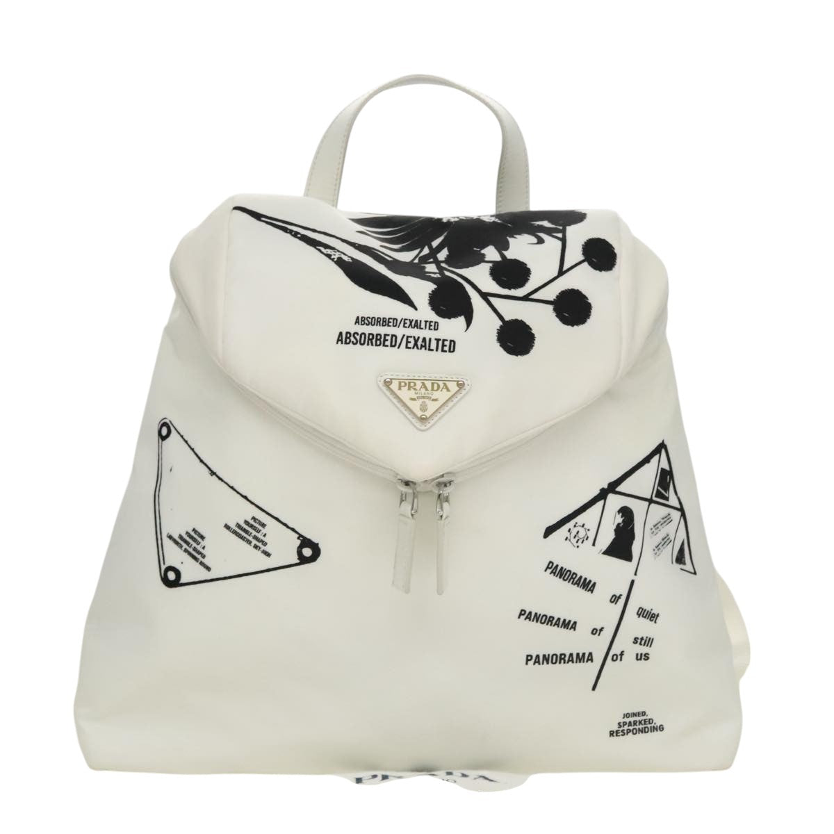 PRADA Backpack Nylon White Silver Auth 105813