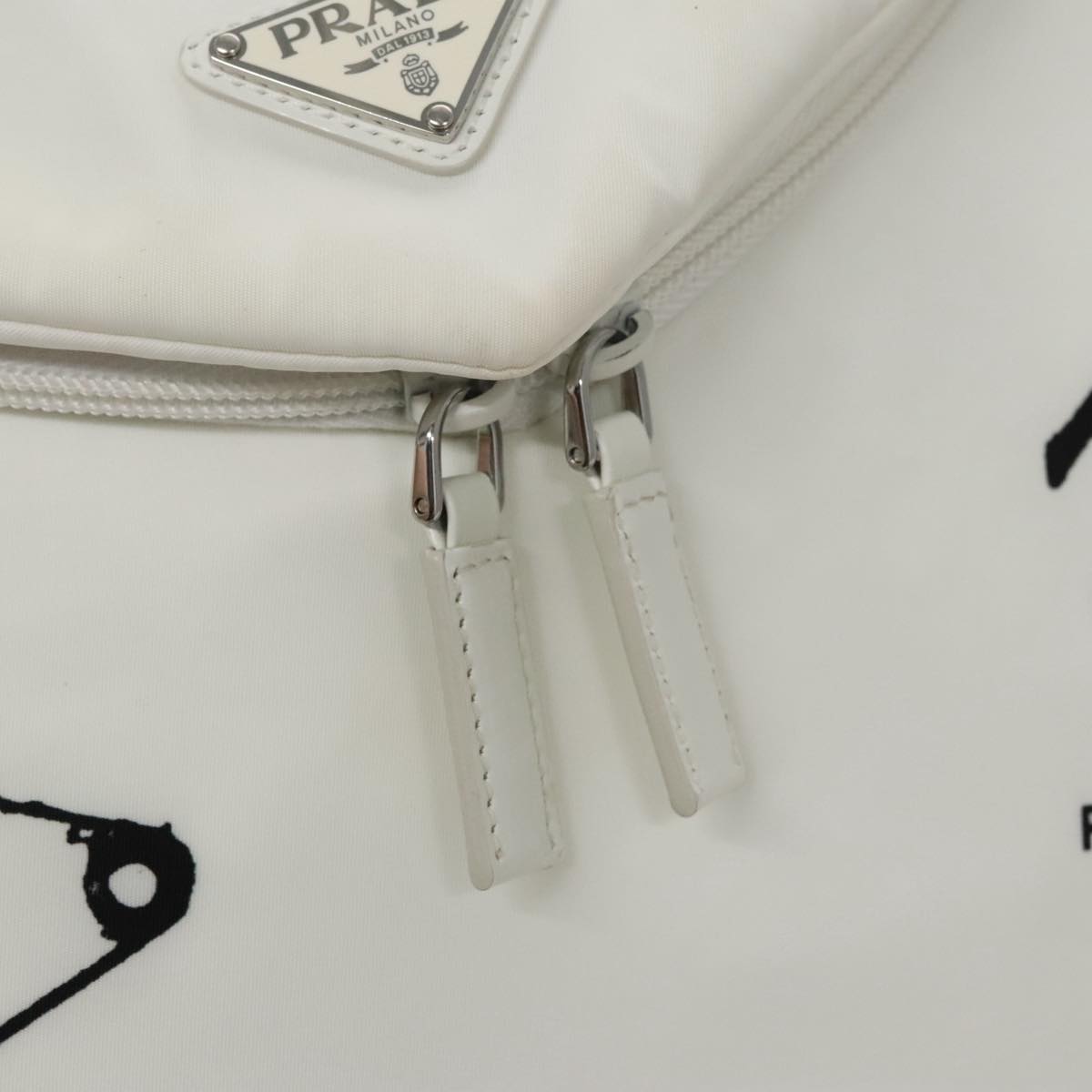 PRADA Backpack Nylon White Silver Auth 105813