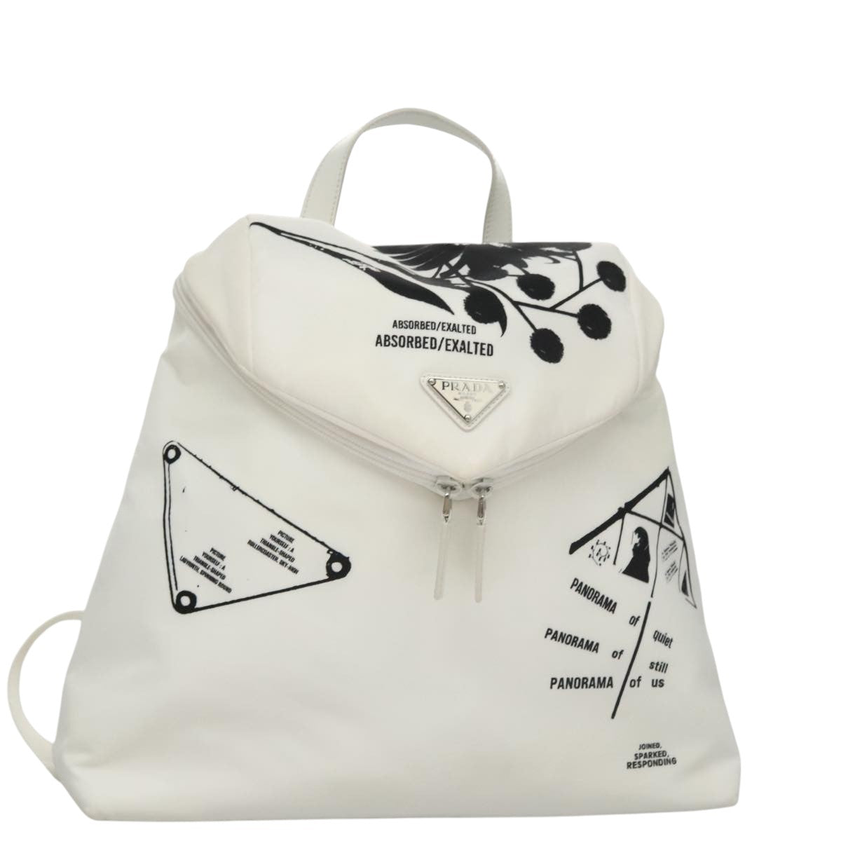 PRADA Backpack Nylon White Silver Auth 105813