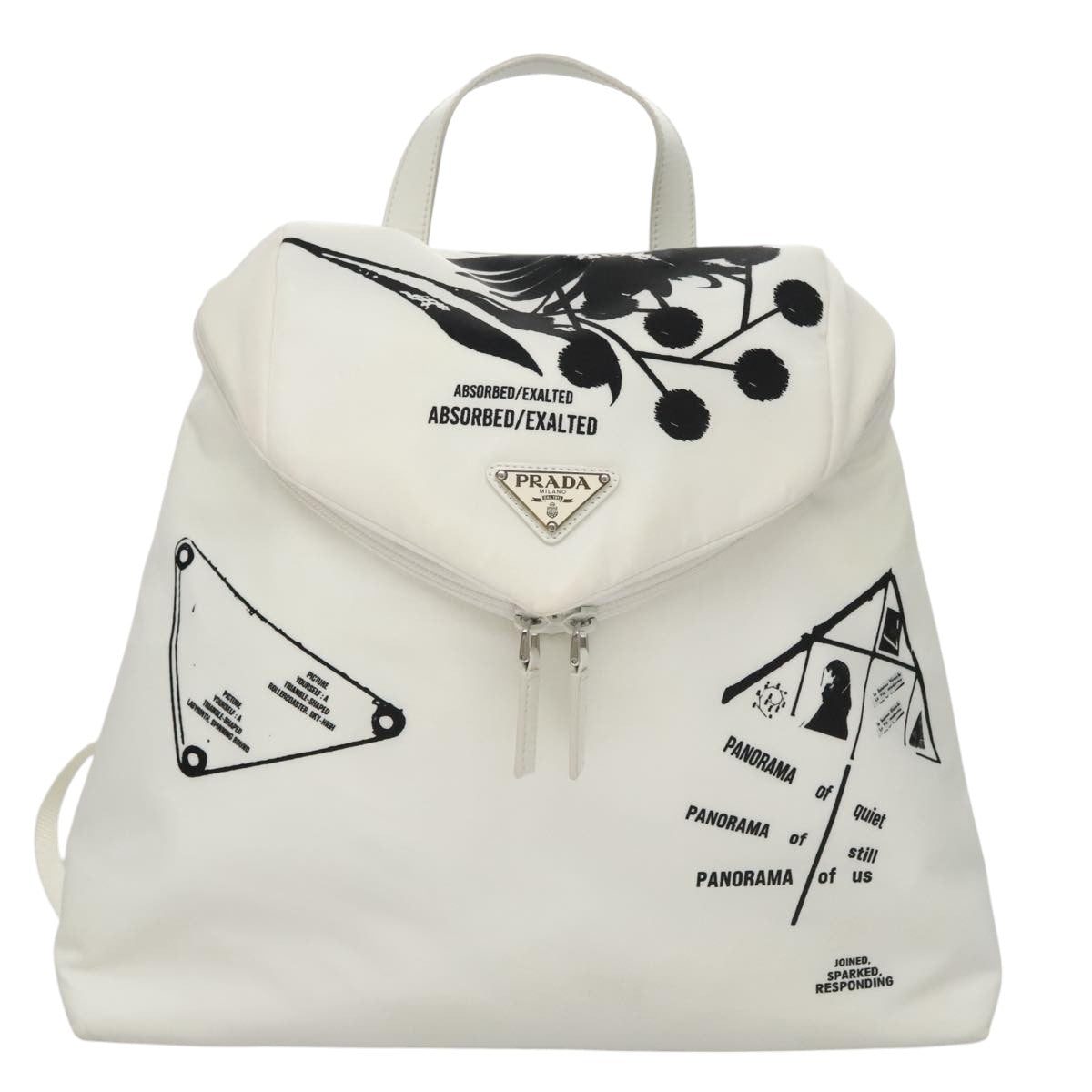 PRADA Backpack Nylon White Silver Auth 105813