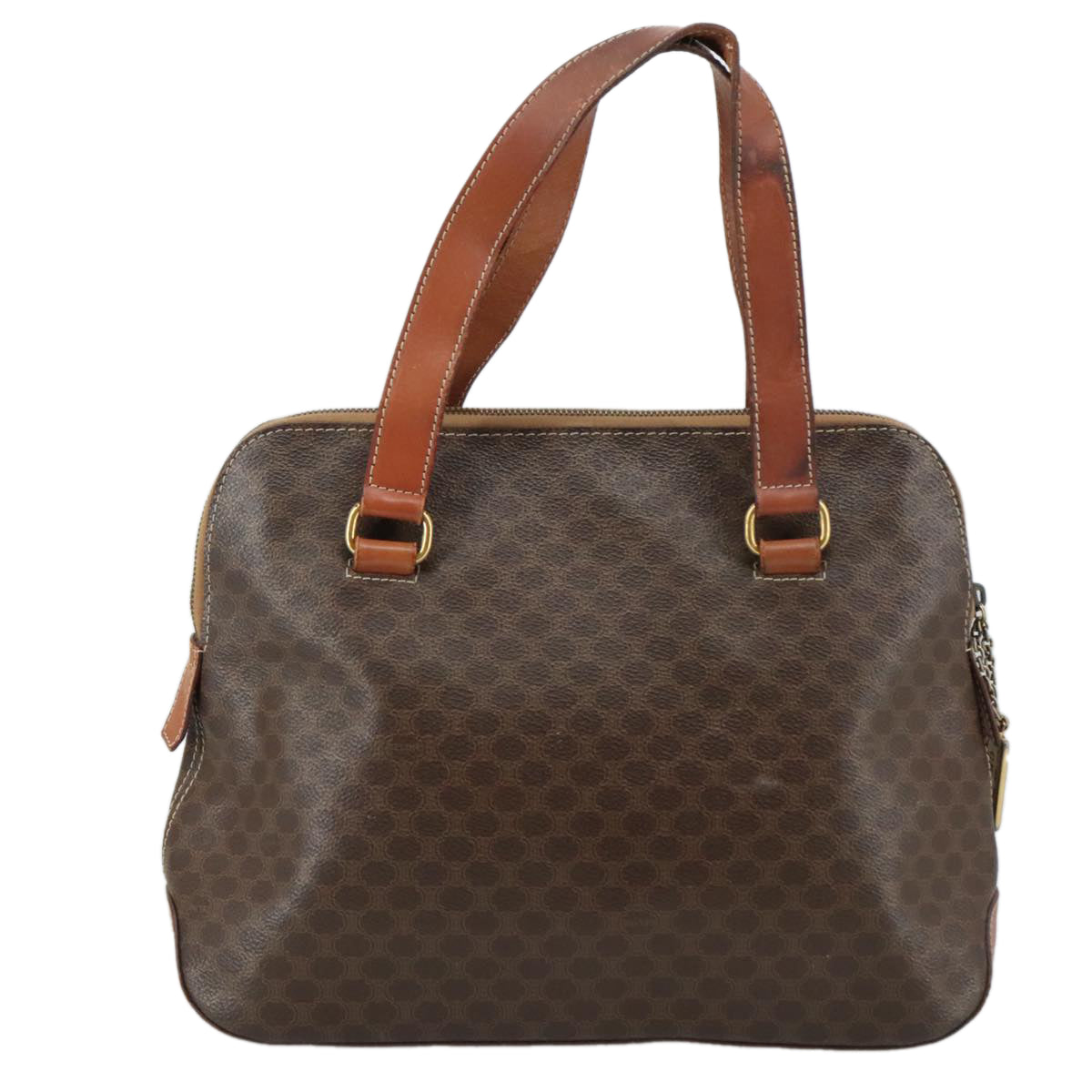 CELINE Macadam Canvas Hand Bag PVC Leather Brown Auth 105820