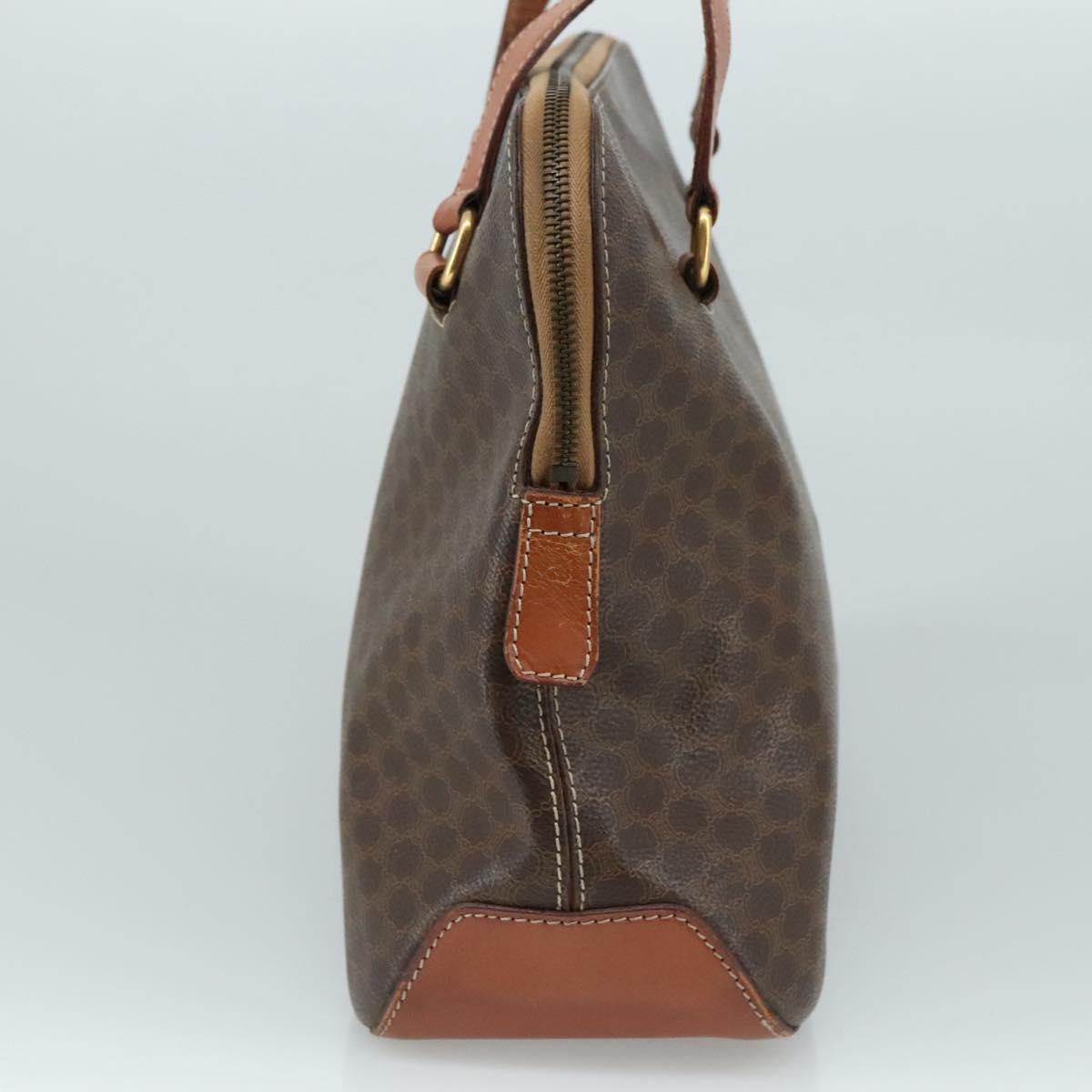 CELINE Macadam Canvas Hand Bag PVC Leather Brown Auth 105820