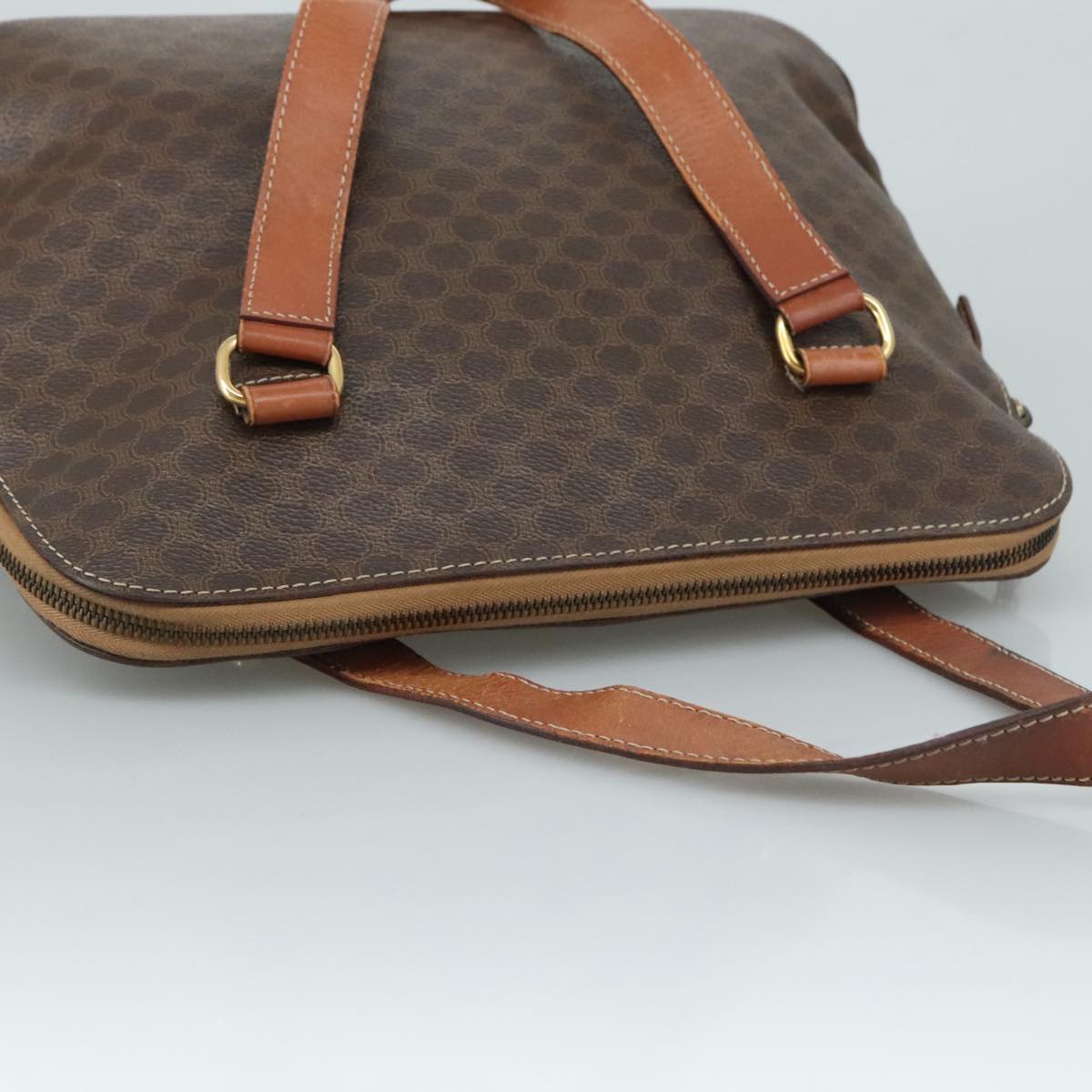 CELINE Macadam Canvas Hand Bag PVC Leather Brown Auth 105820