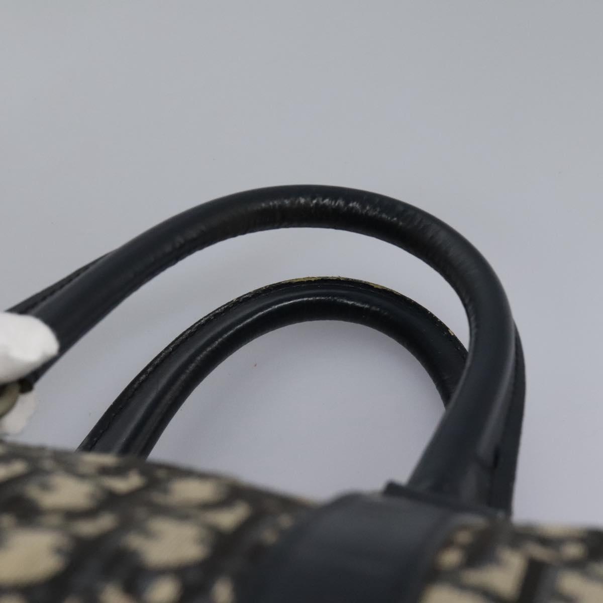 Christian Dior Trotter Canvas Boston Bag Navy Silver Auth 105821