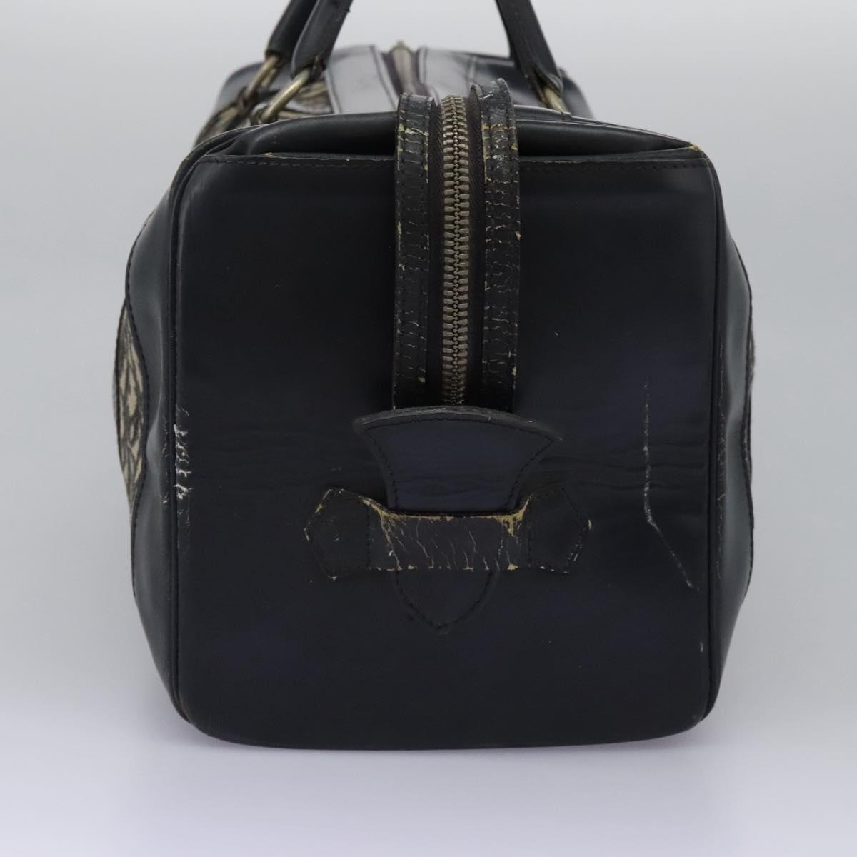 Christian Dior Trotter Canvas Boston Bag Navy Silver Auth 105821