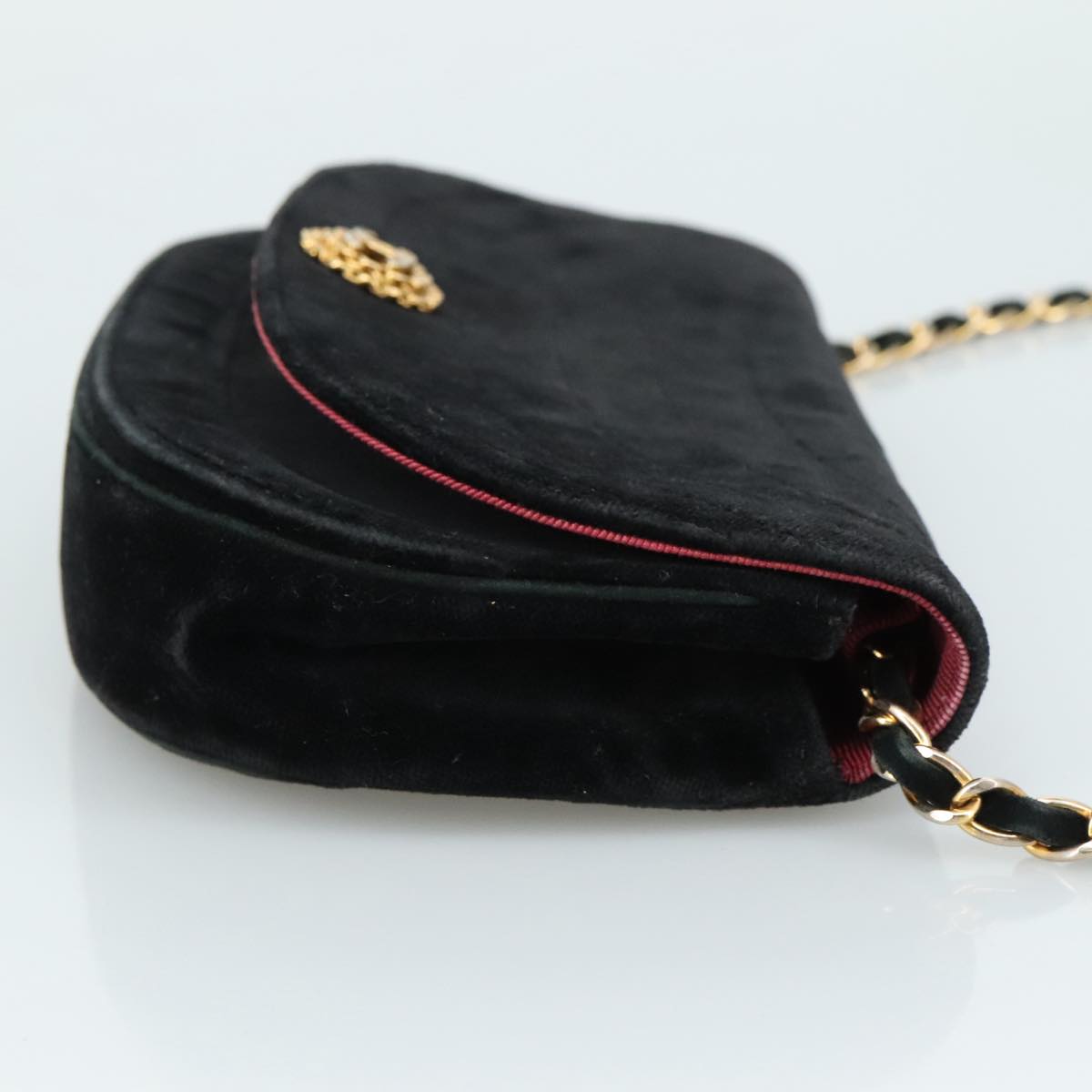 CHANEL Chain Shoulder Bag Suede Black CC Auth 105831