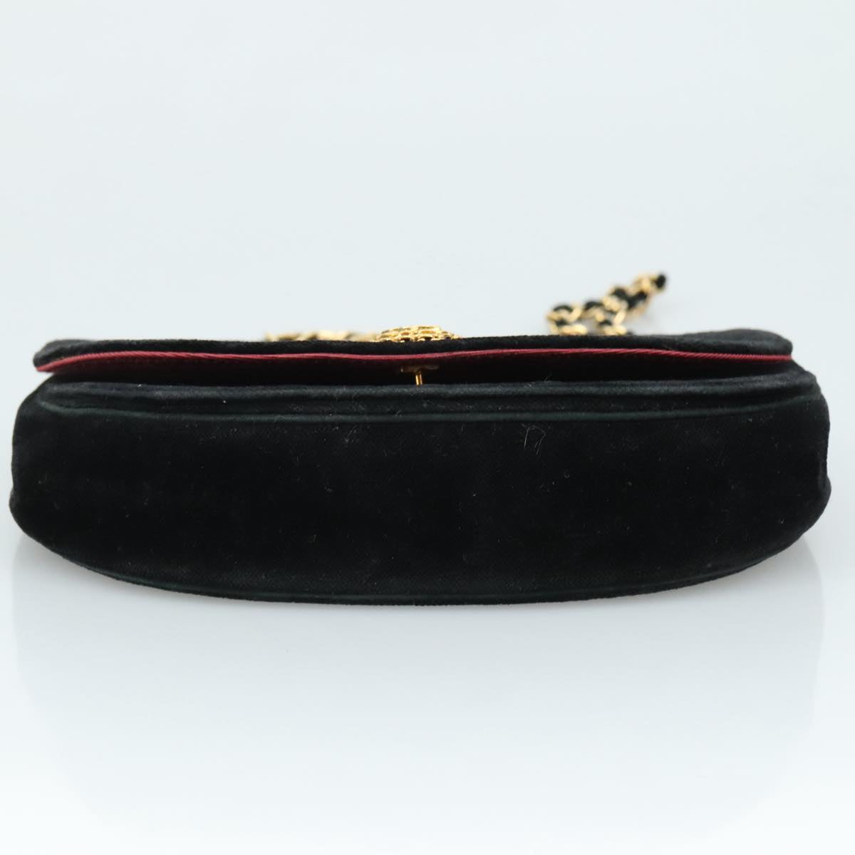 CHANEL Chain Shoulder Bag Suede Black CC Auth 105831