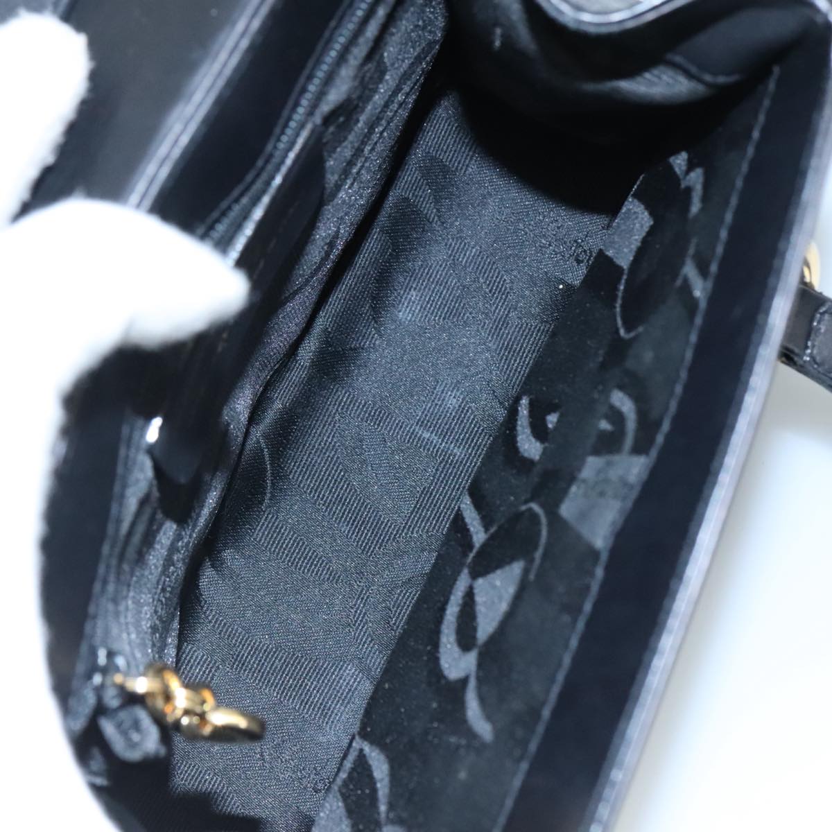 Salvatore Ferragamo Gancini Hand Bag Leather 2way Black Auth 105843