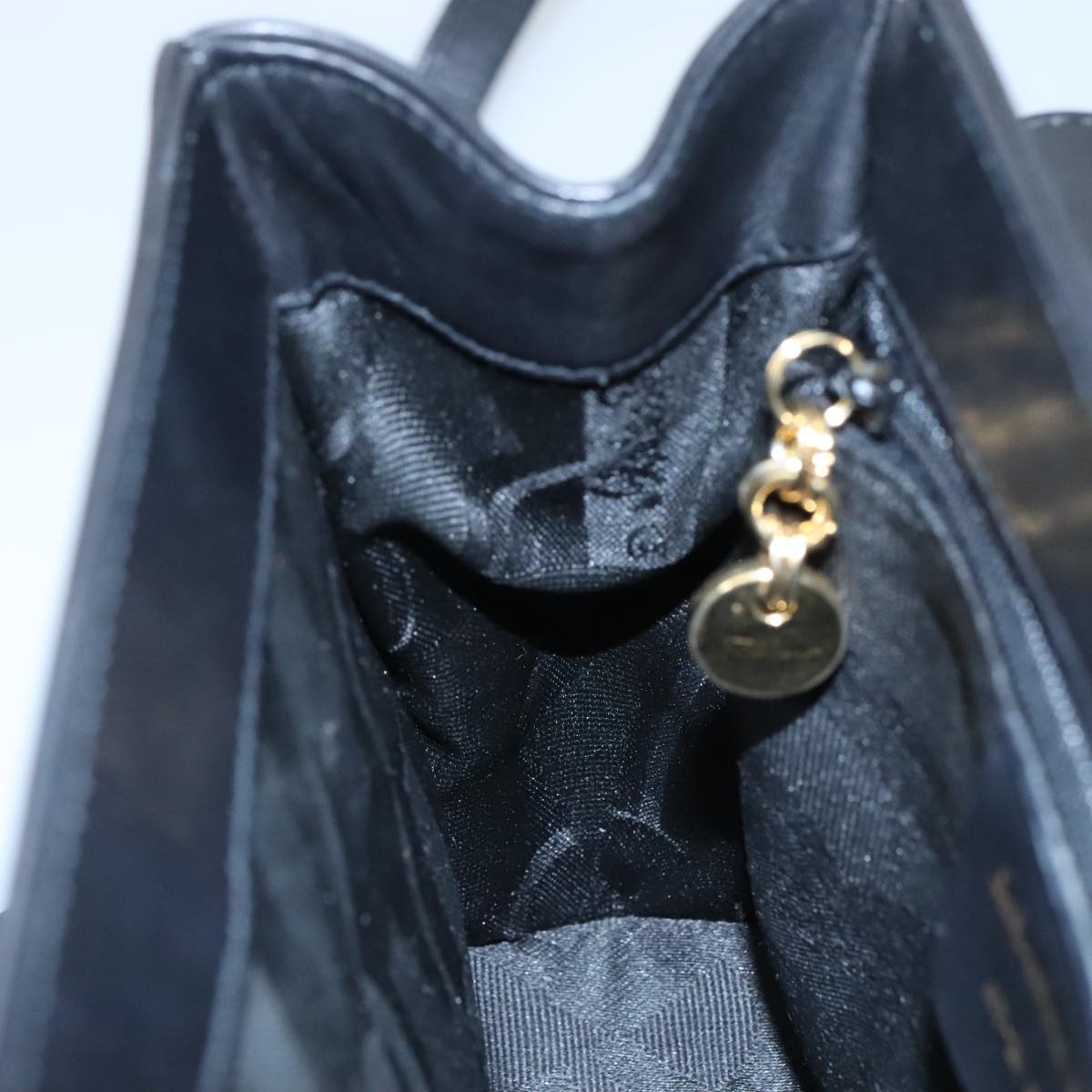 Salvatore Ferragamo Gancini Hand Bag Leather 2way Black Auth 105843
