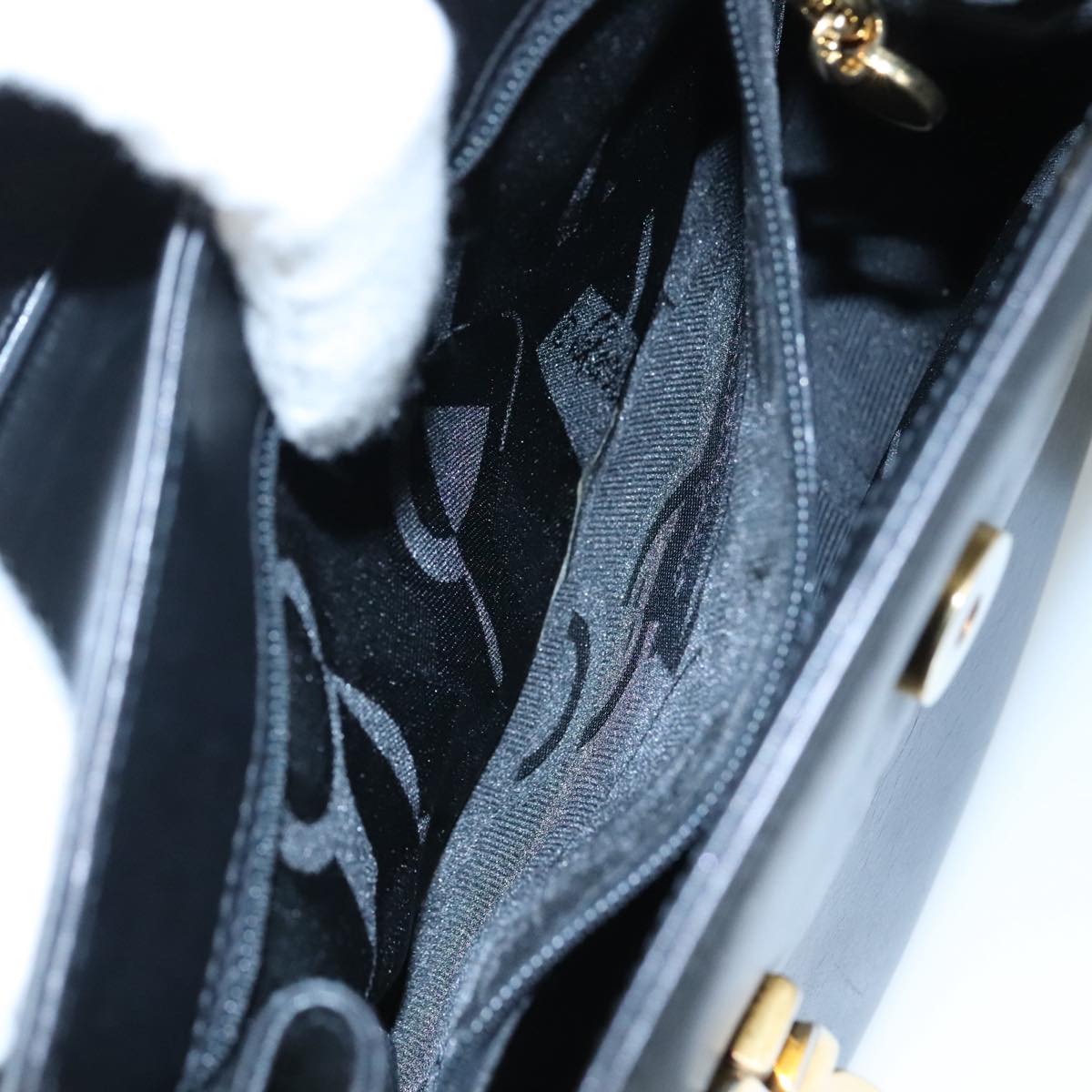 Salvatore Ferragamo Gancini Hand Bag Leather 2way Black Auth 105843