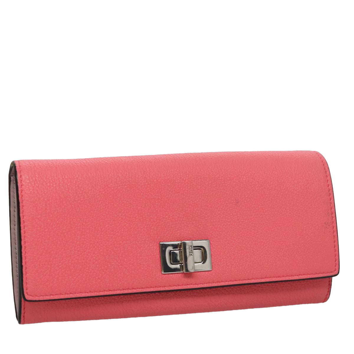 FENDI Peek A Boo Long Wallet Leather Pink 8M0427 Auth 105907V
