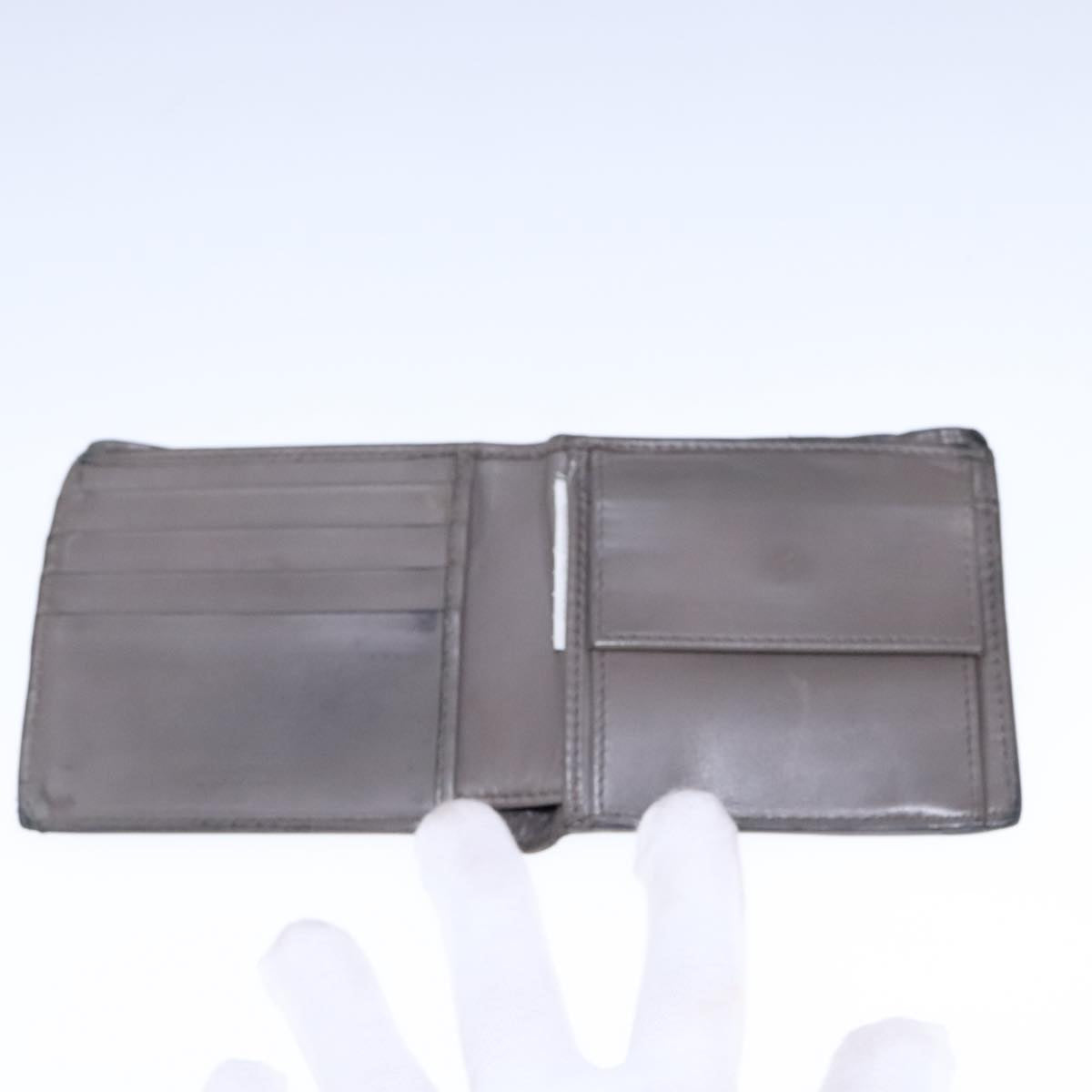 BOTTEGA VENETA INTRECCIATO Wallet Leather Gray Auth 105909