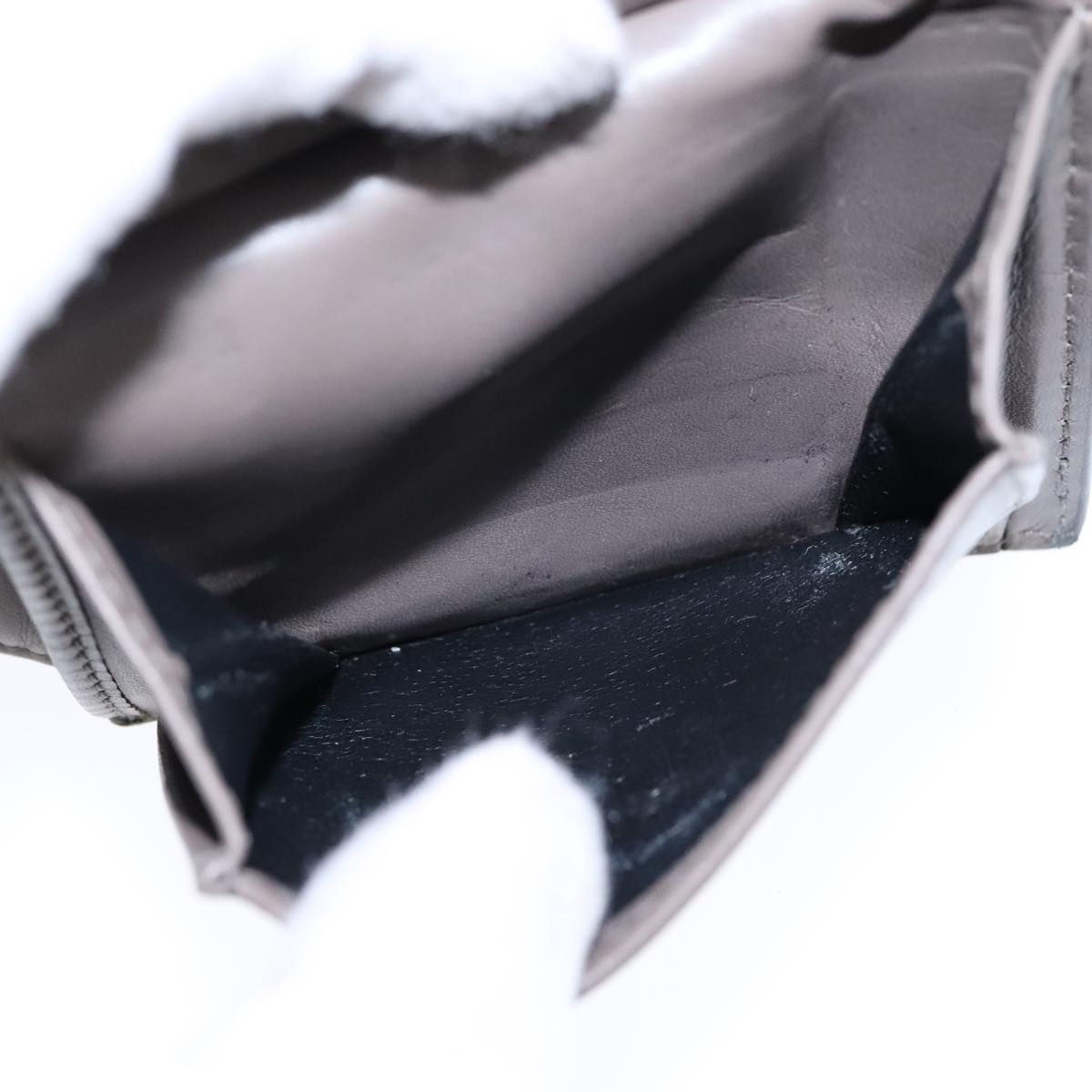 BOTTEGA VENETA INTRECCIATO Wallet Leather Gray Auth 105909