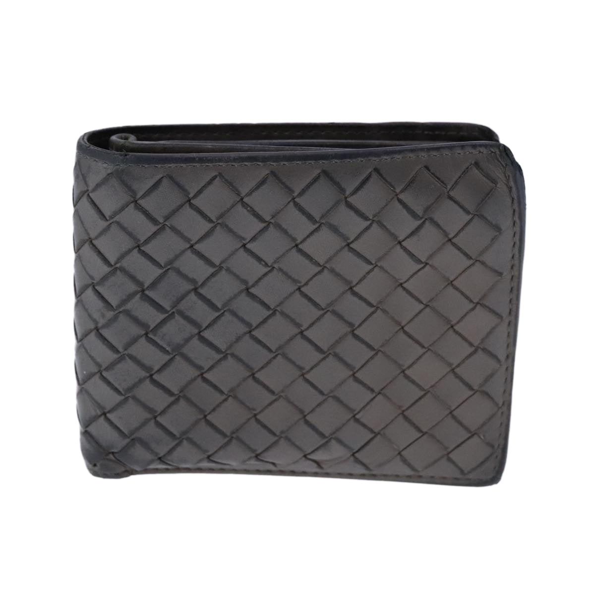 BOTTEGA VENETA INTRECCIATO Wallet Leather Gray Auth 105909