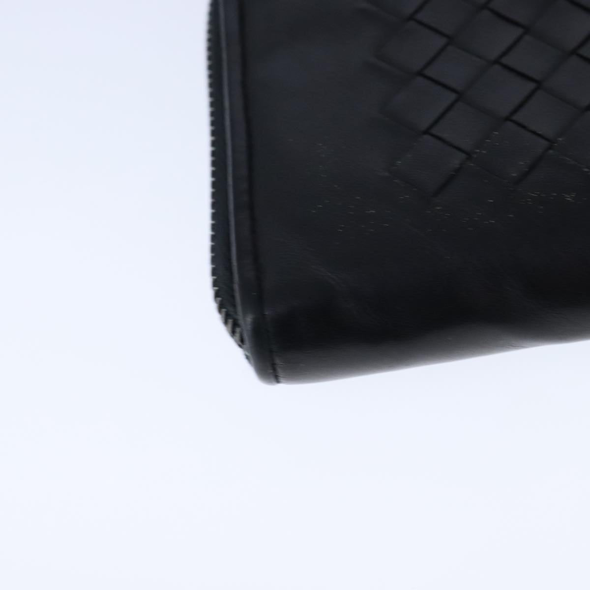 BOTTEGA VENETA INTRECCIATO Long Wallet Leather Black Auth 105910