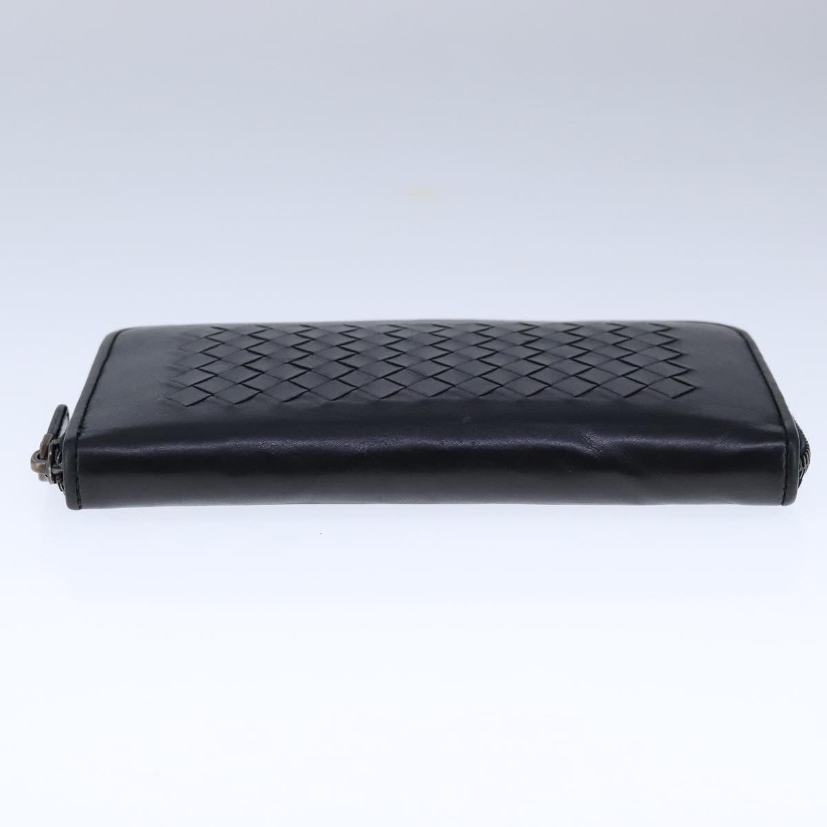 BOTTEGA VENETA INTRECCIATO Long Wallet Leather Black Auth 105910