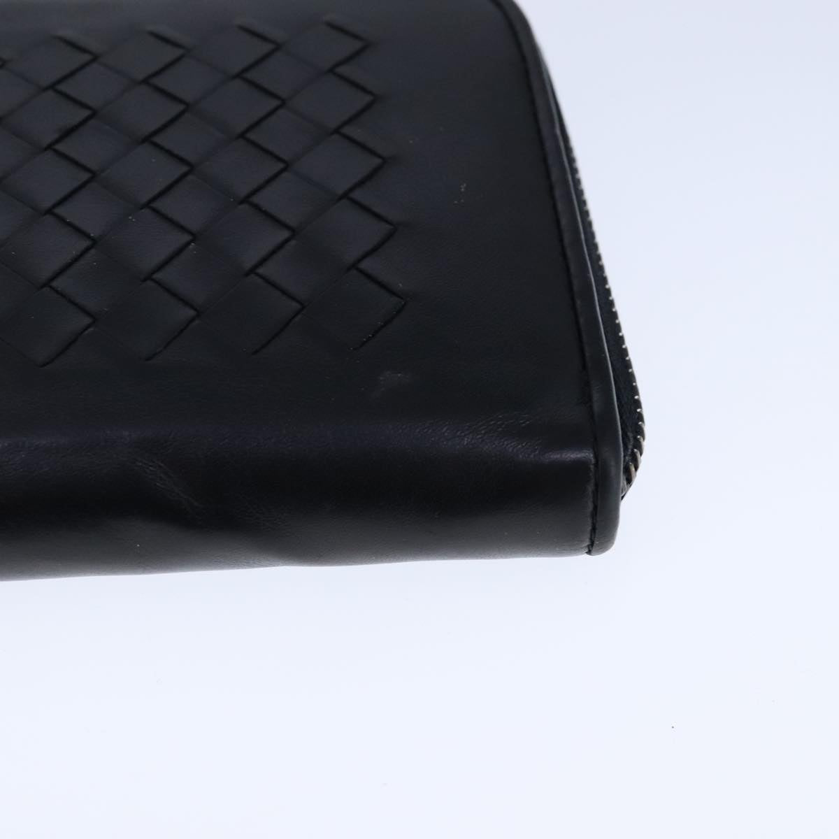 BOTTEGA VENETA INTRECCIATO Long Wallet Leather Black Auth 105910