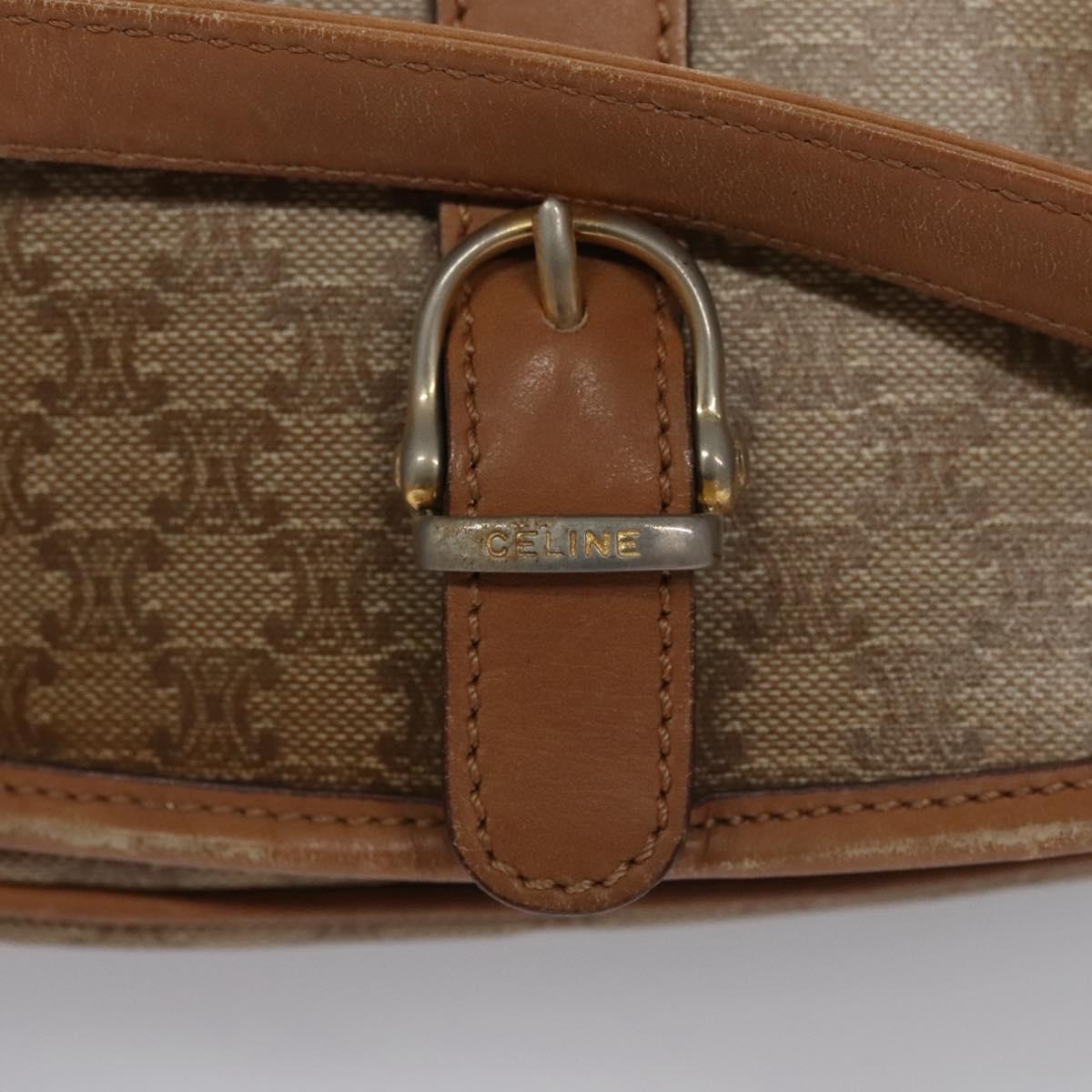 CELINE Macadam Canvas Shoulder Bag Beige Auth 105935