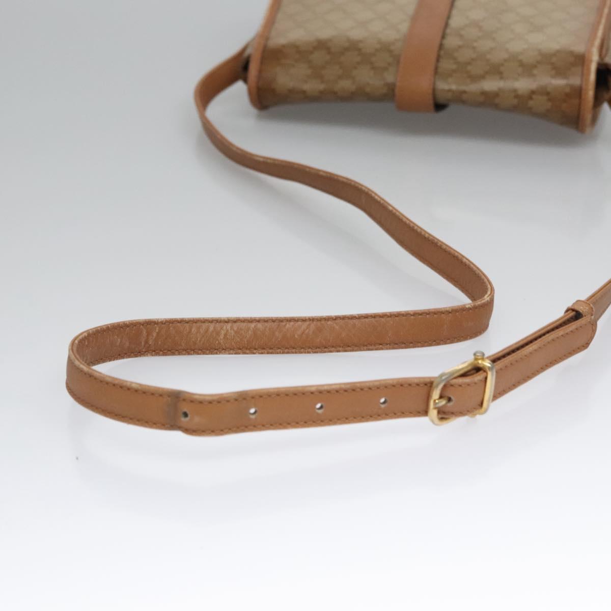 CELINE Macadam Canvas Shoulder Bag Beige Auth 105935