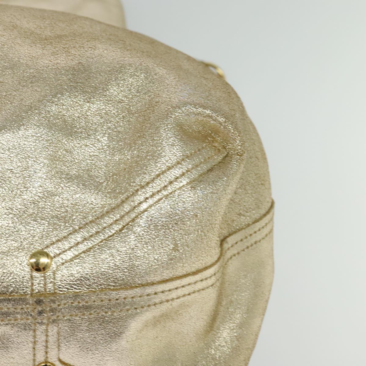 TIFFANY&Co. Reversible Tote Bag Leather Suede Gold Tone Auth 105966