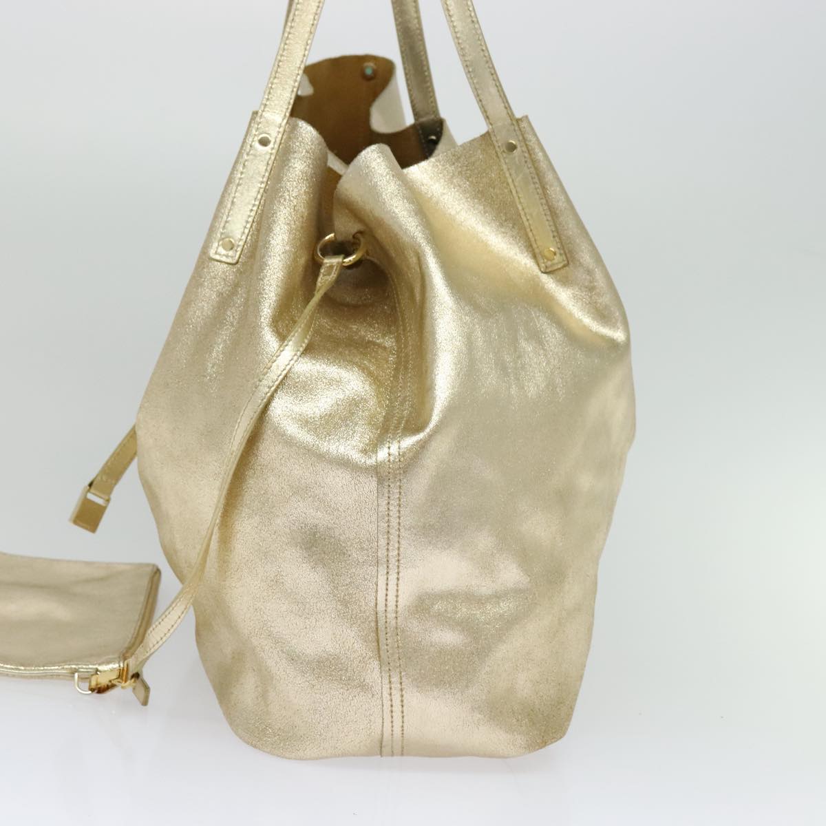 TIFFANY&Co. Reversible Tote Bag Leather Suede Gold Tone Auth 105966