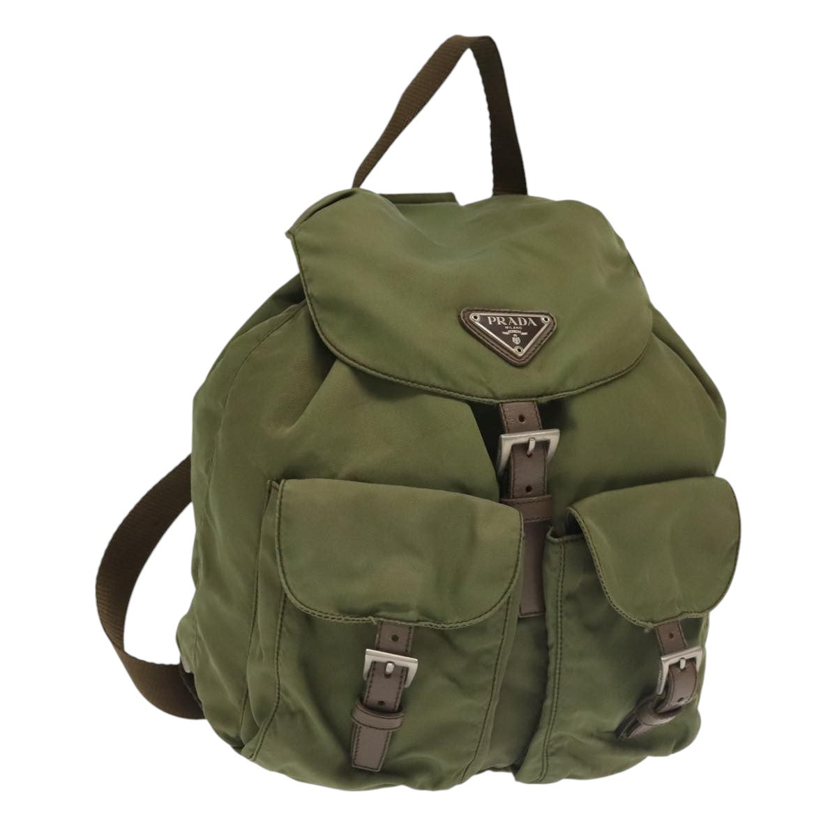 PRADA Backpack Nylon Khaki Auth 106063