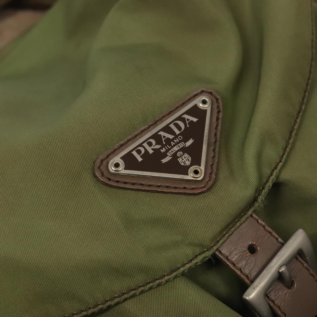 PRADA Backpack Nylon Khaki Auth 106063