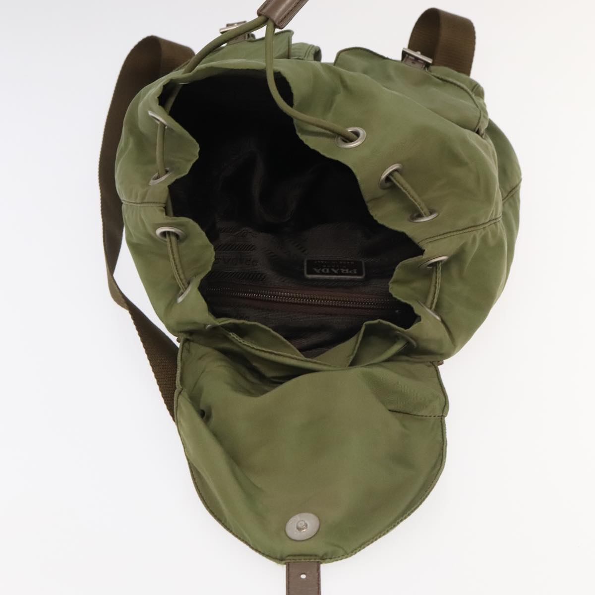 PRADA Backpack Nylon Khaki Auth 106063