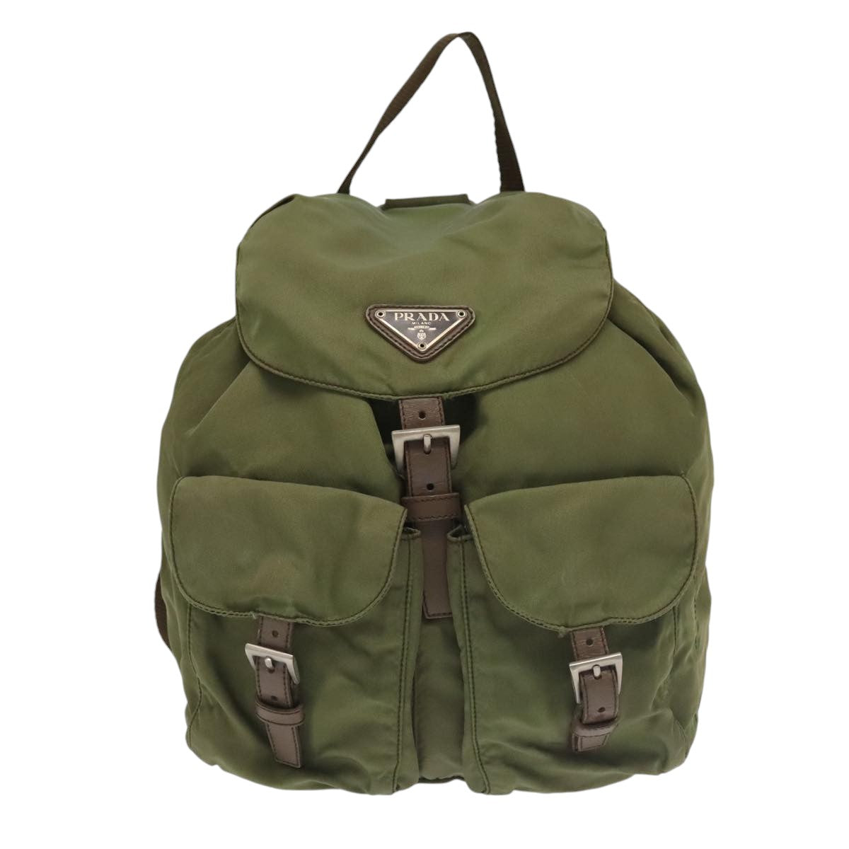 PRADA Backpack Nylon Khaki Auth 106063