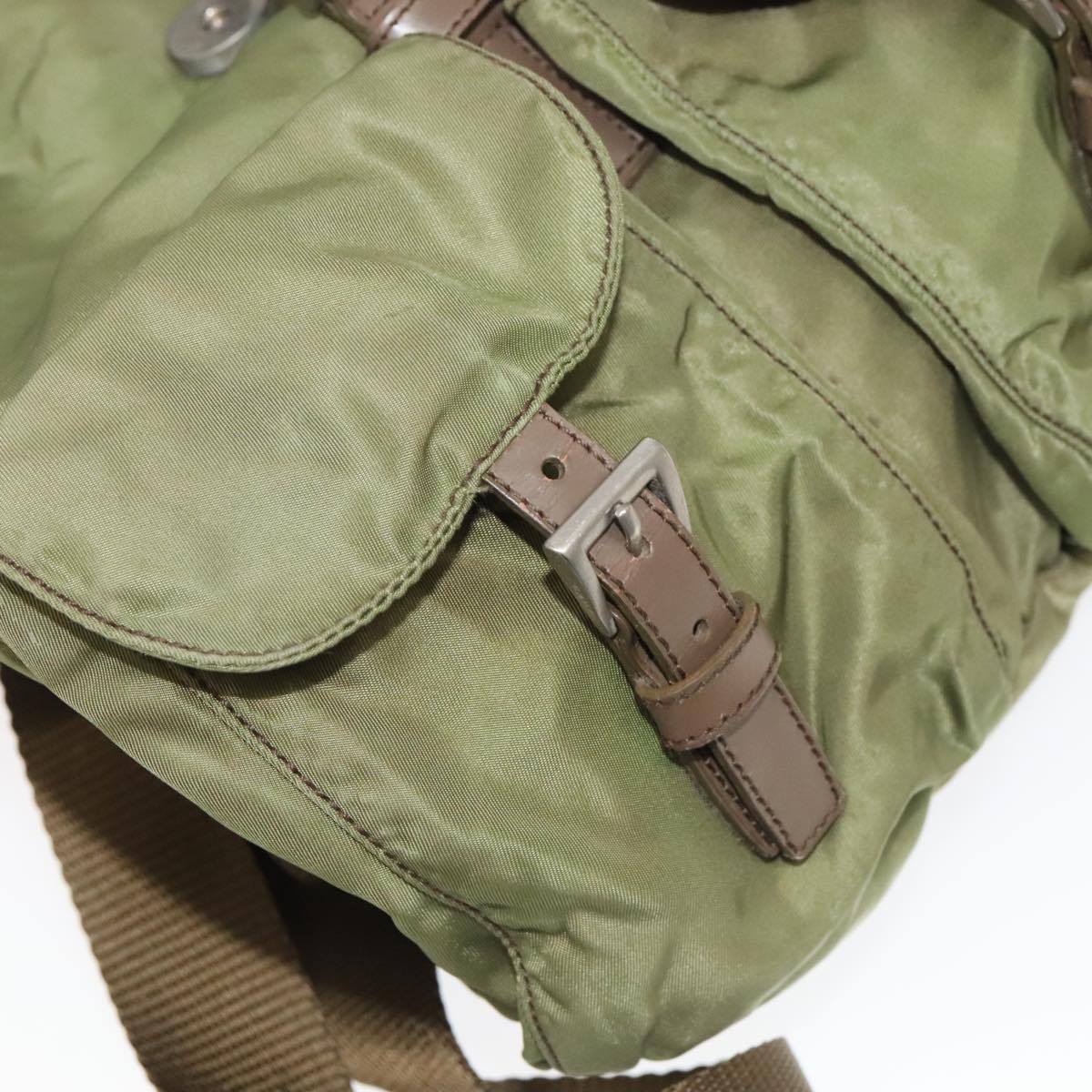 PRADA Backpack Nylon Khaki Auth 106063