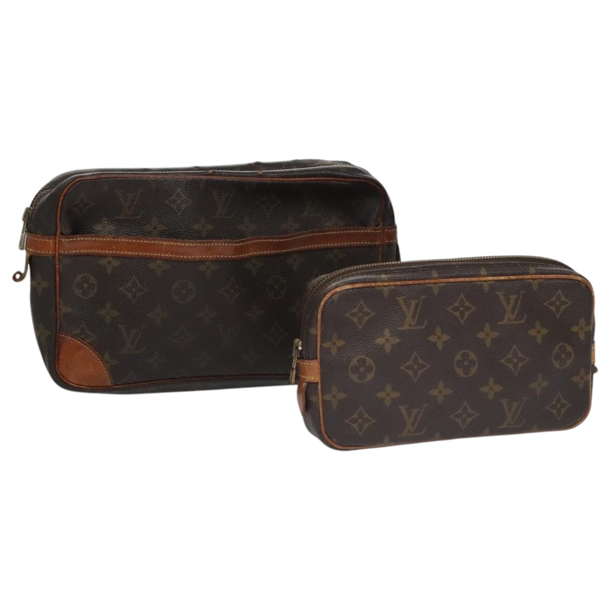 LOUIS VUITTON Monogram Clutch Bag 2Set LV Auth 106104