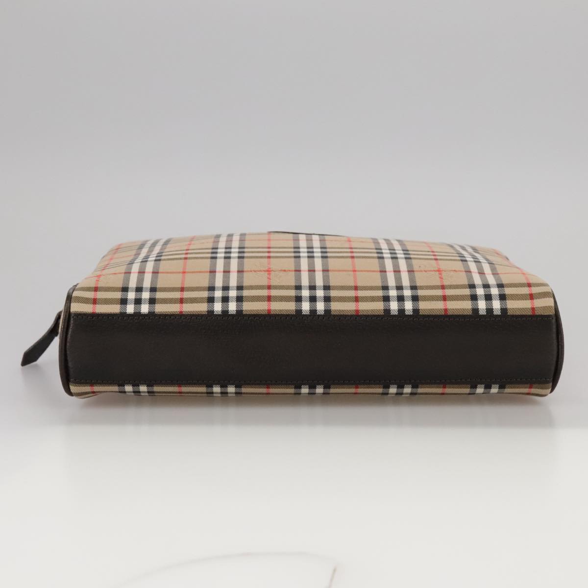 Burberrys Nova Check Clutch Bag Canvas Beige Auth 106136