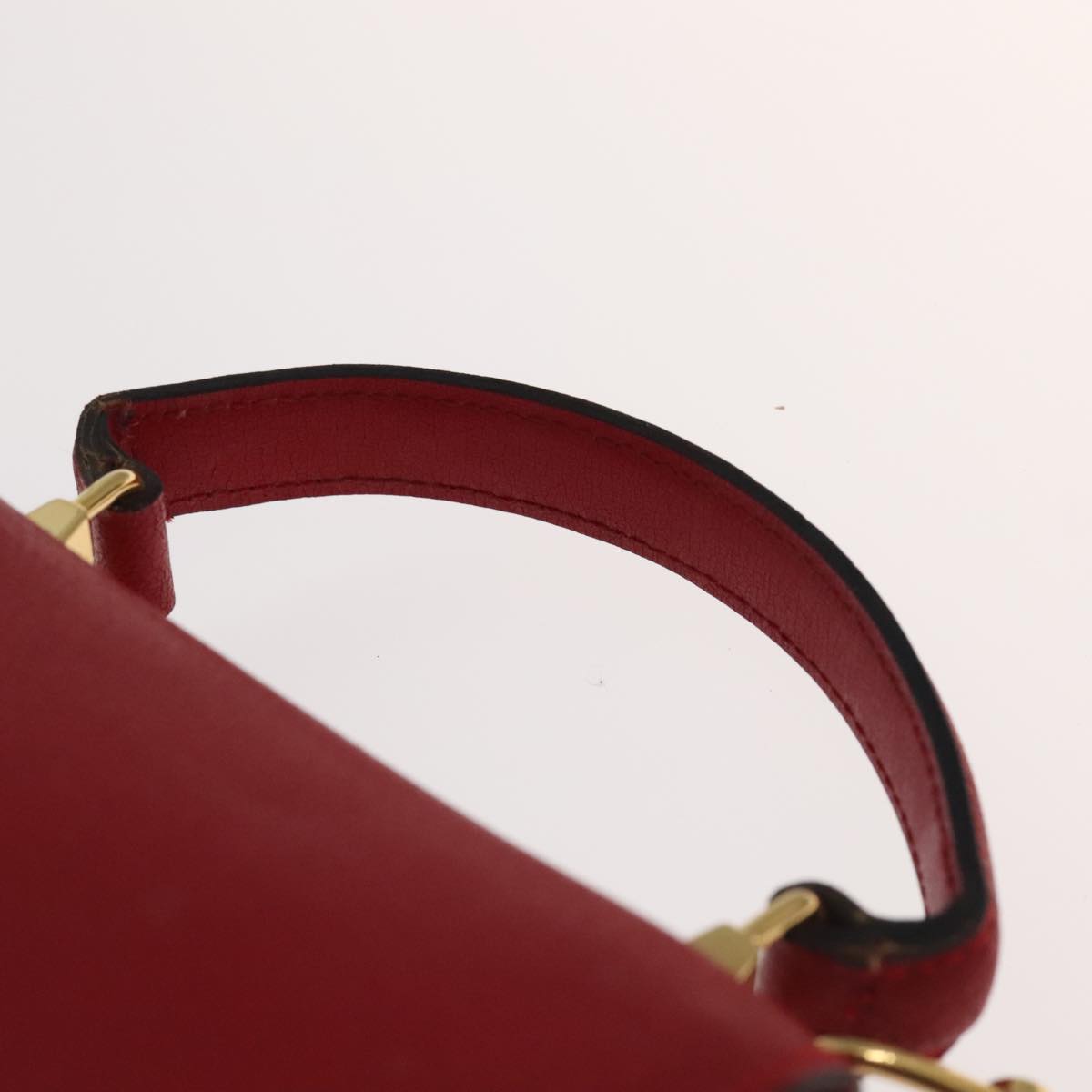 FENDI Backpack Leather Red Gold Auth 106152